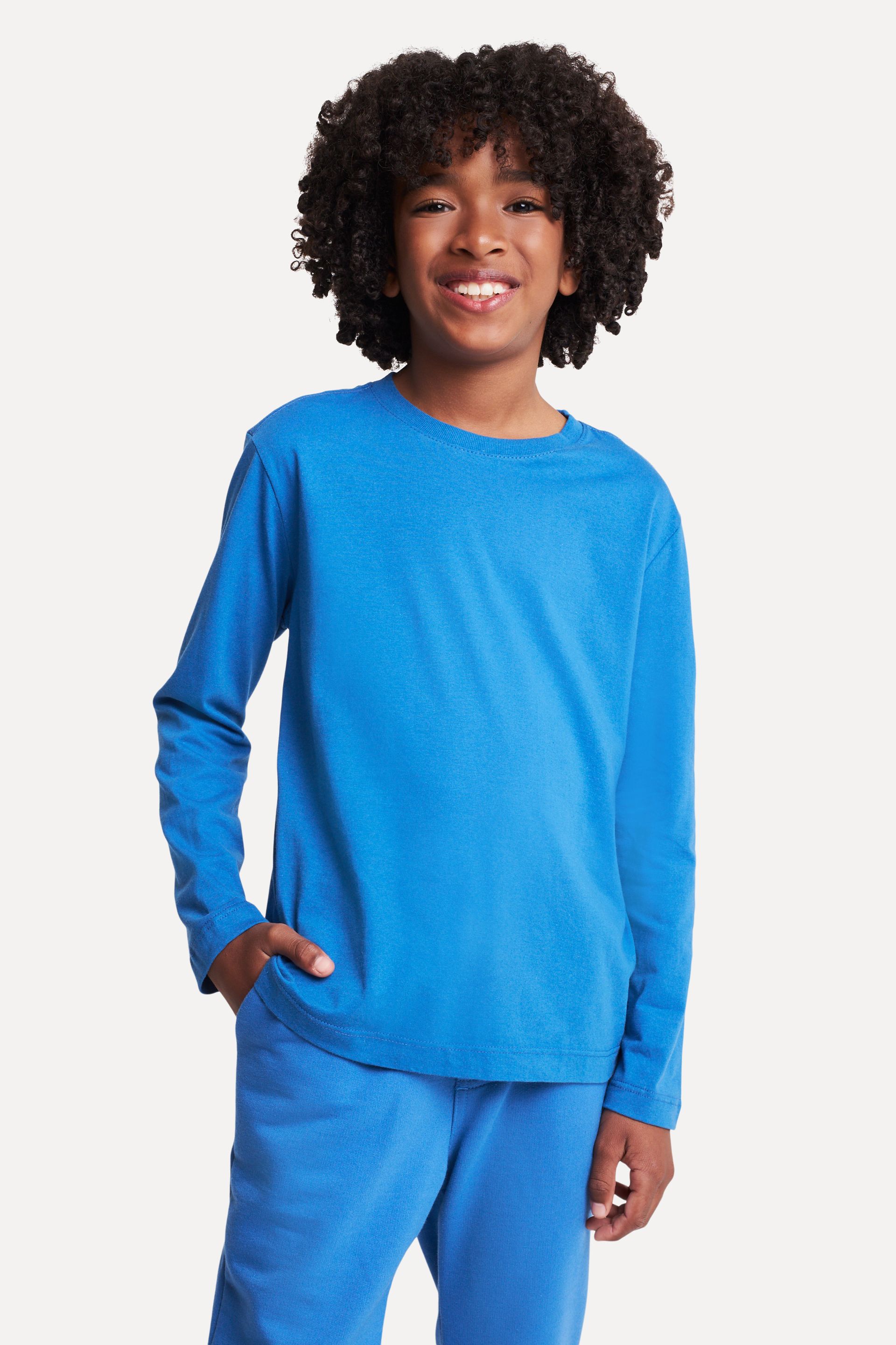 Camiseta Básica Infantil Simples Manga Longa