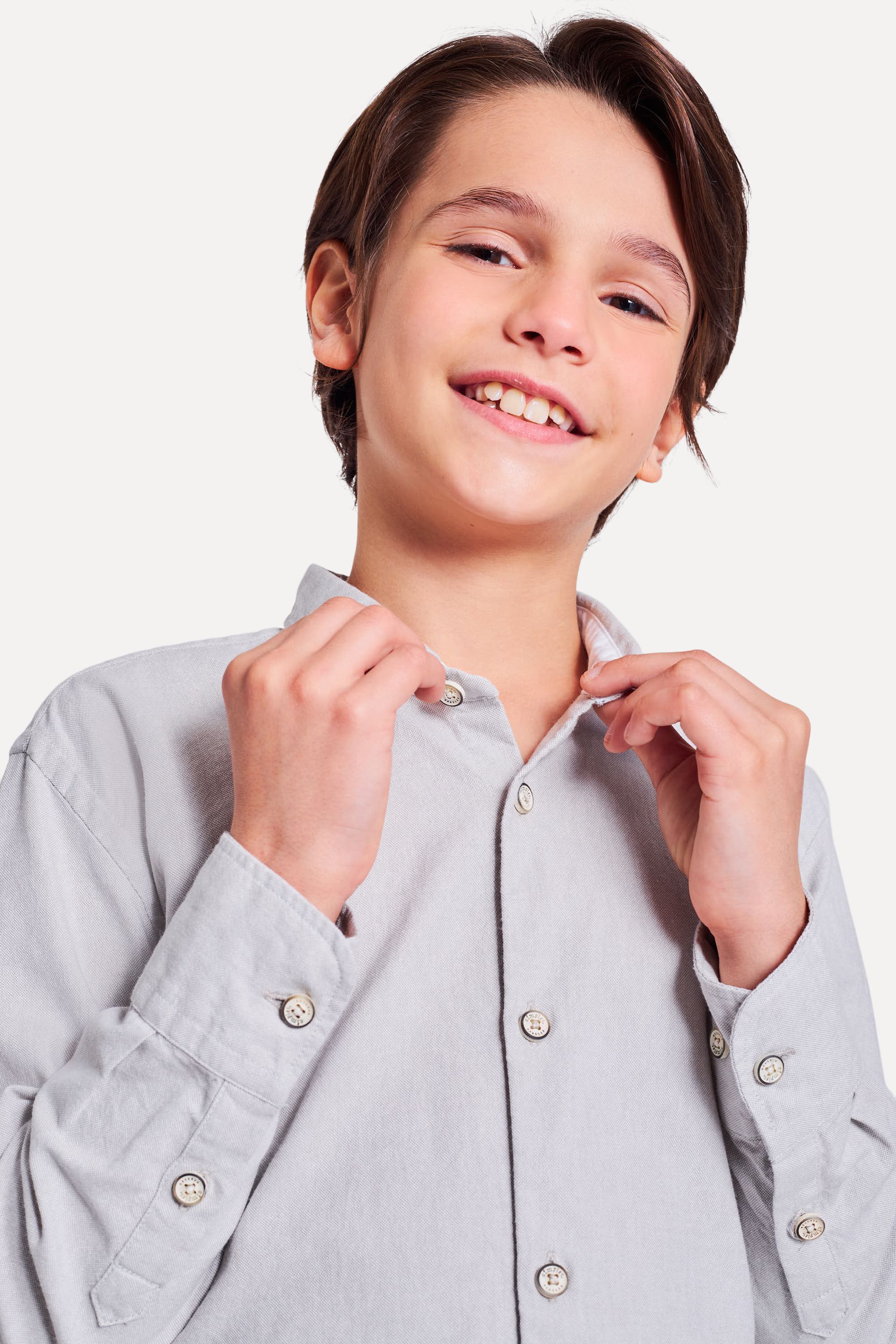 Camisa Oxford Infantil Manga Longa