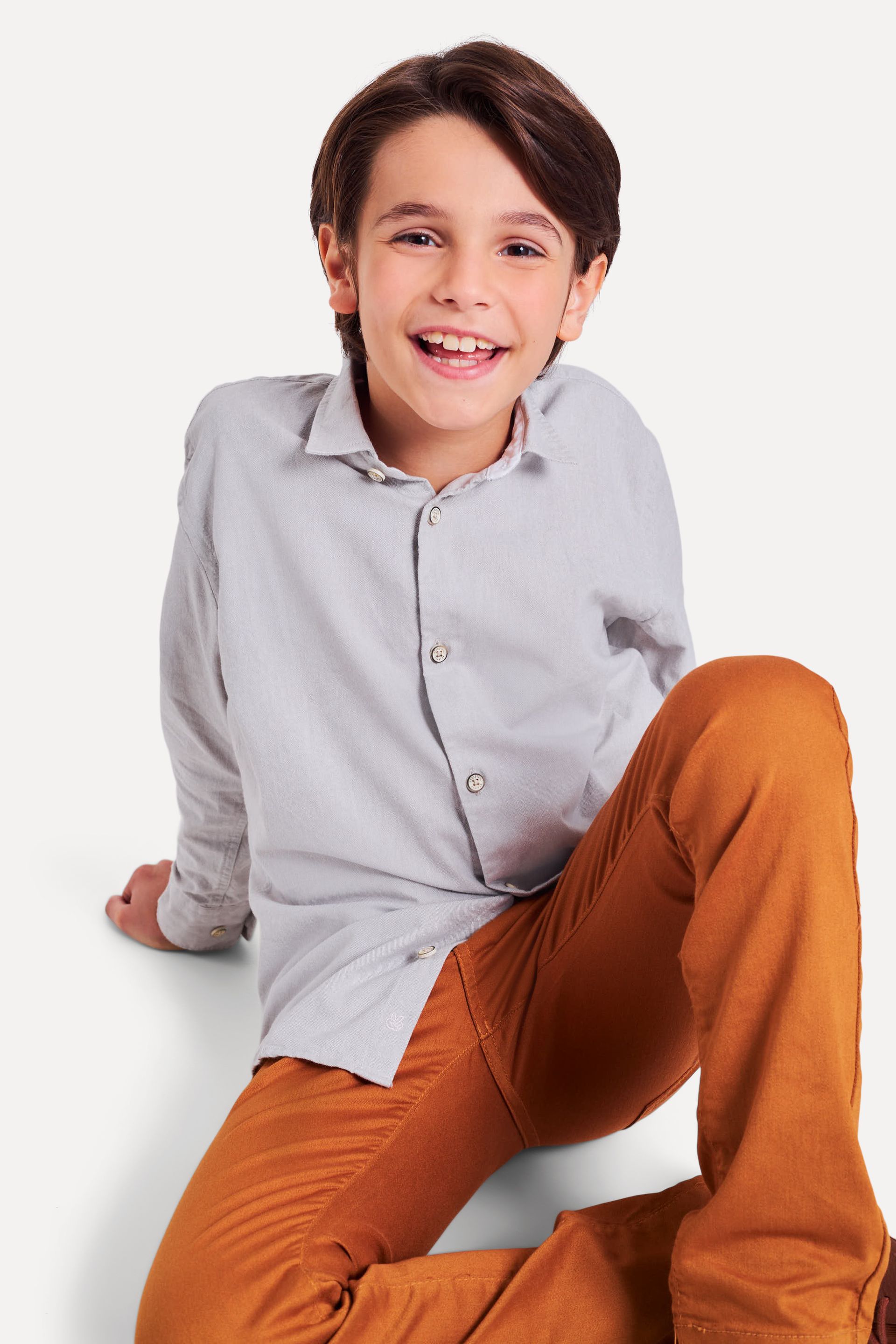 Camisa Oxford Infantil Manga Longa