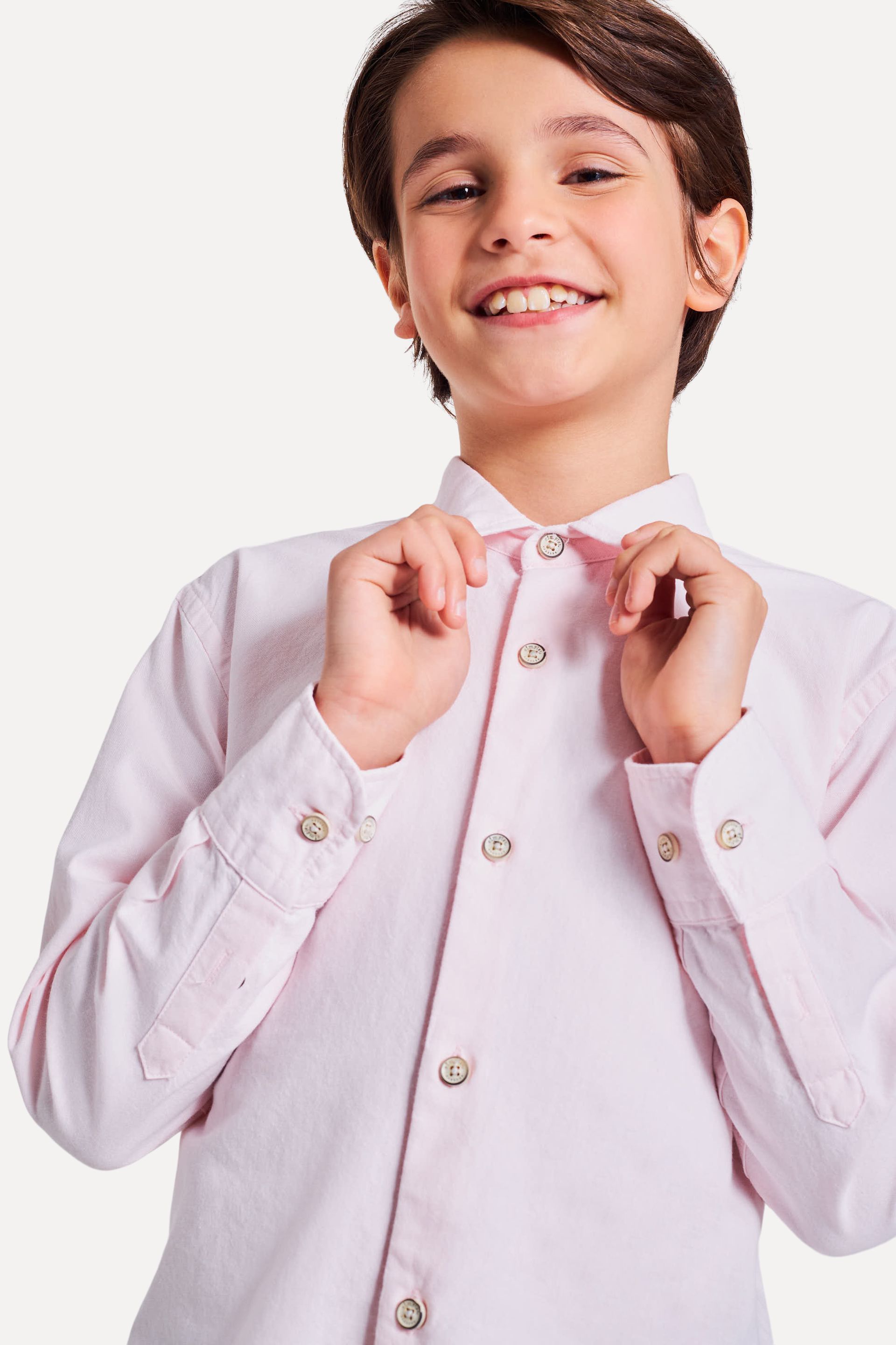 Camisa Oxford Infantil Manga Longa