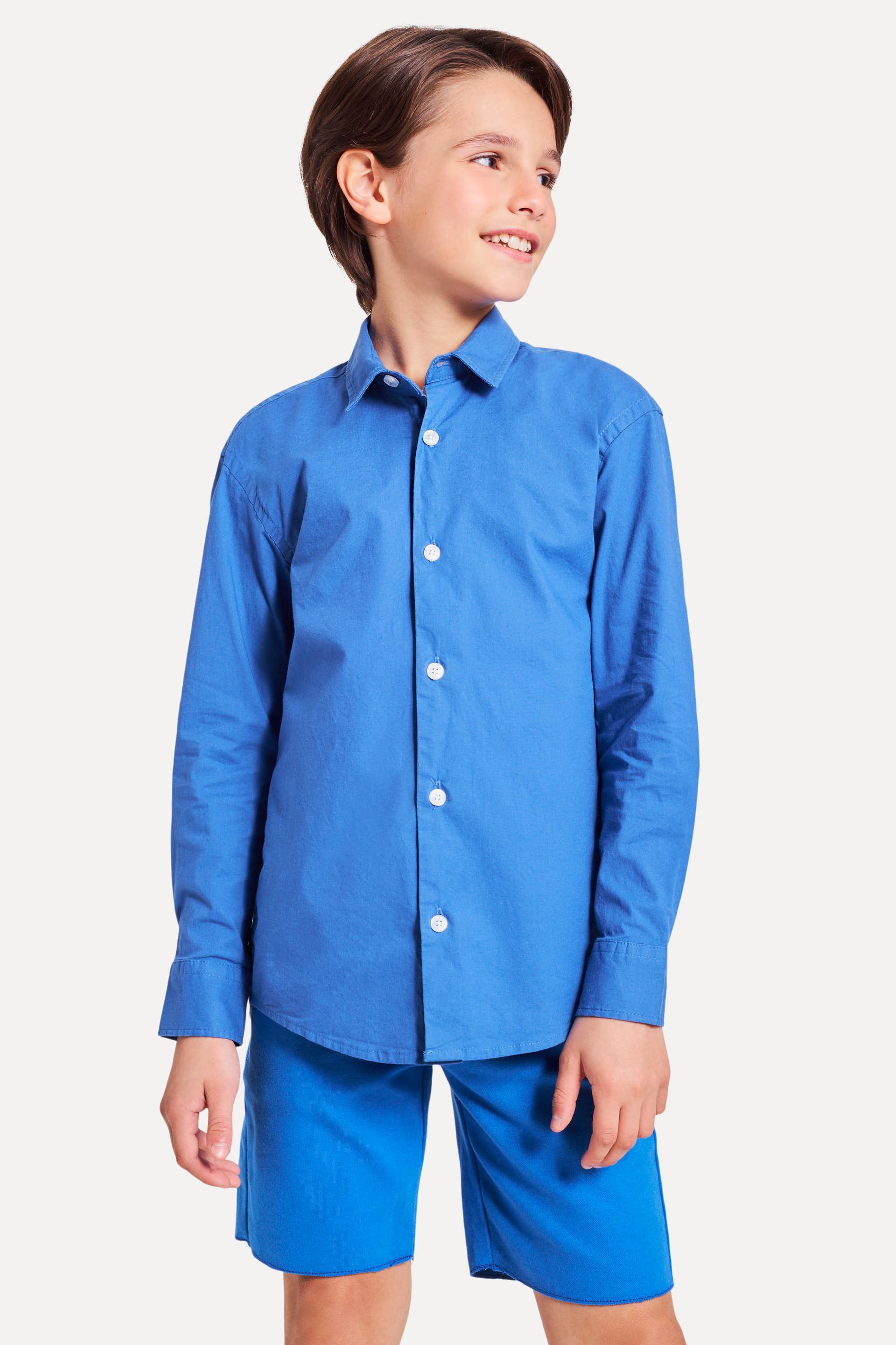 Camisa Básica Infantil Tricoline Manga Longa