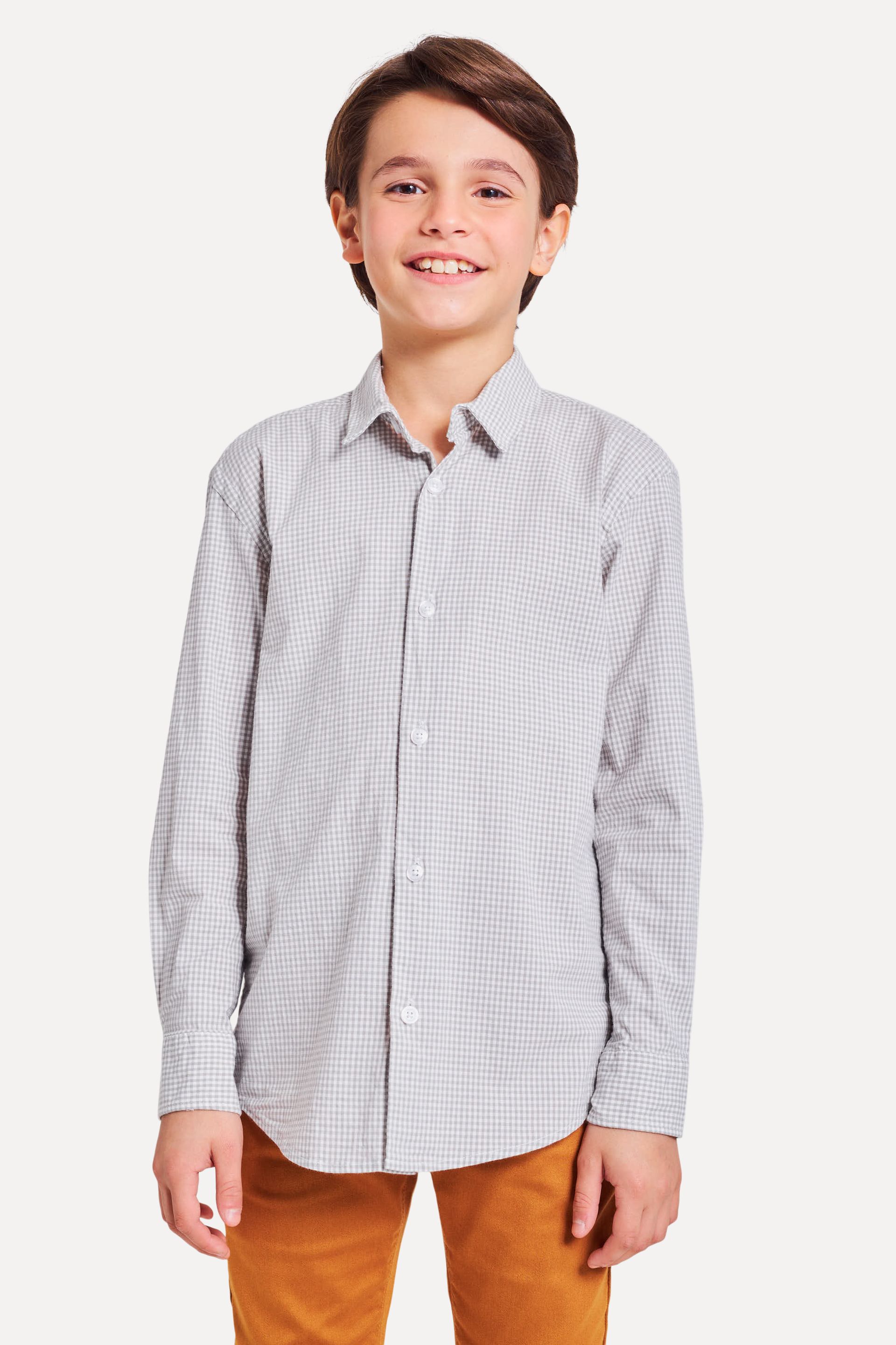 Camisa Infantil Xadrez de Manga Longa