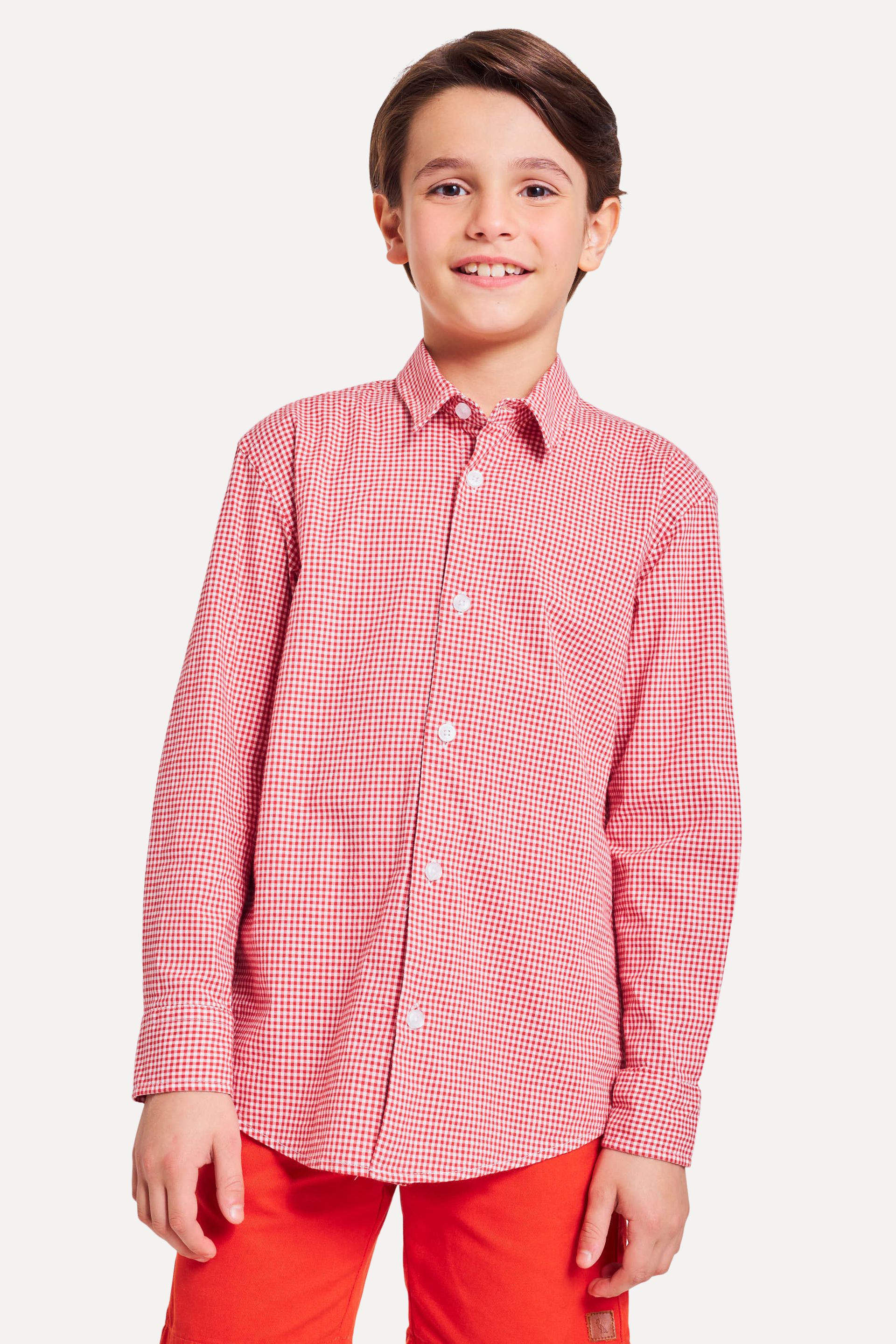 Camisa Infantil Xadrez de Manga Longa