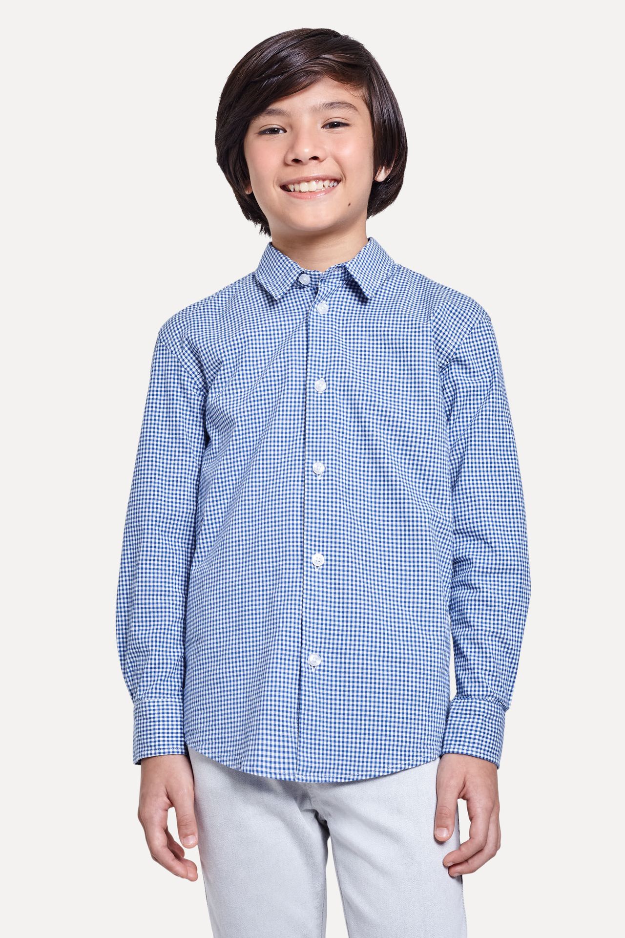 Camisa Infantil Xadrez de Manga Longa