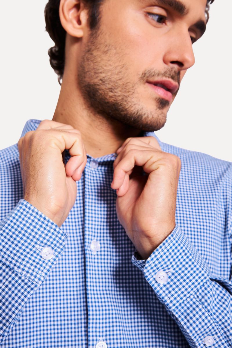 Camisa xadrez de manga longa masculina, 100% algodão puro, estilo inglês,  camisa casual para viagens