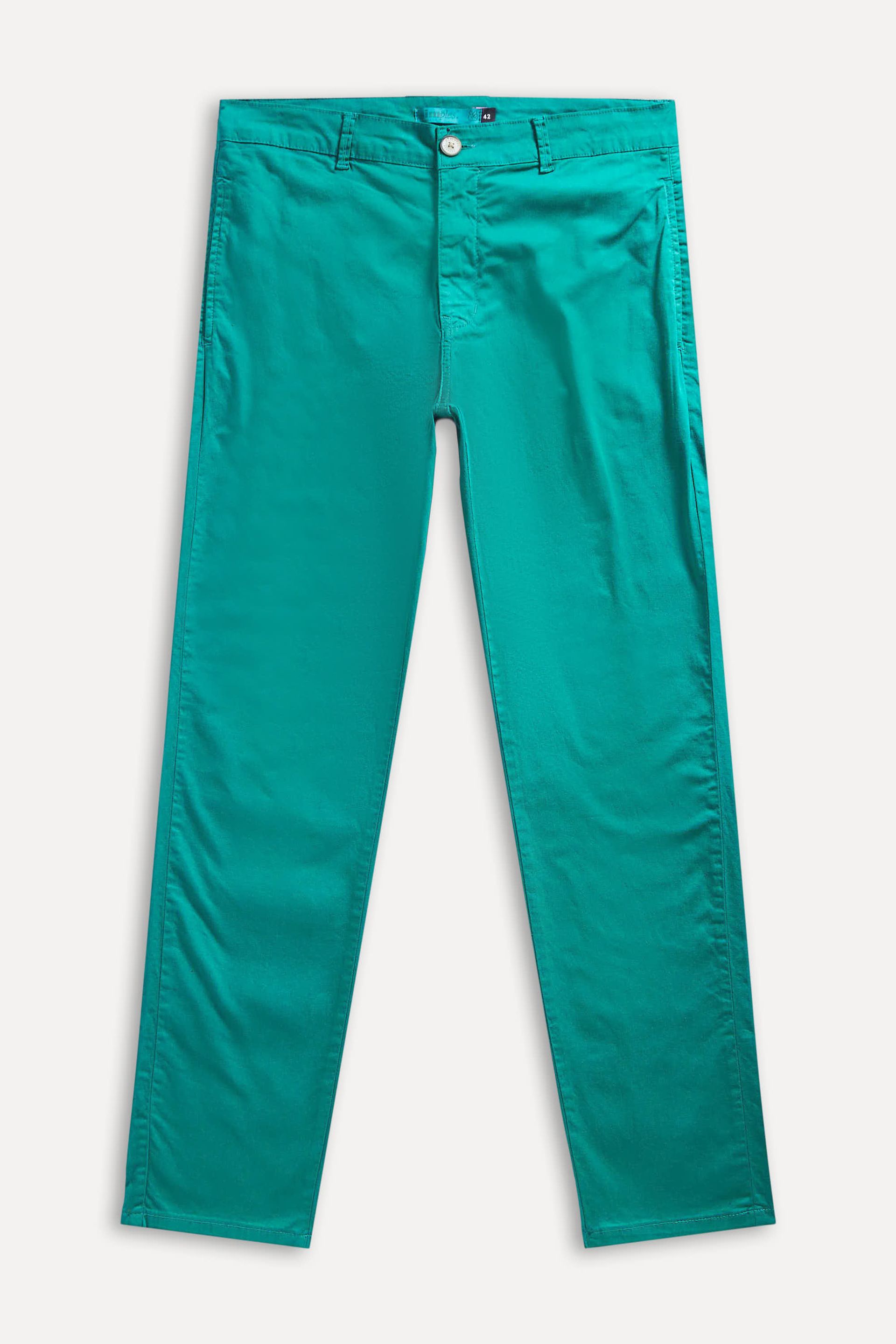 Calça Chino Reta Masculina Simples de Sarja