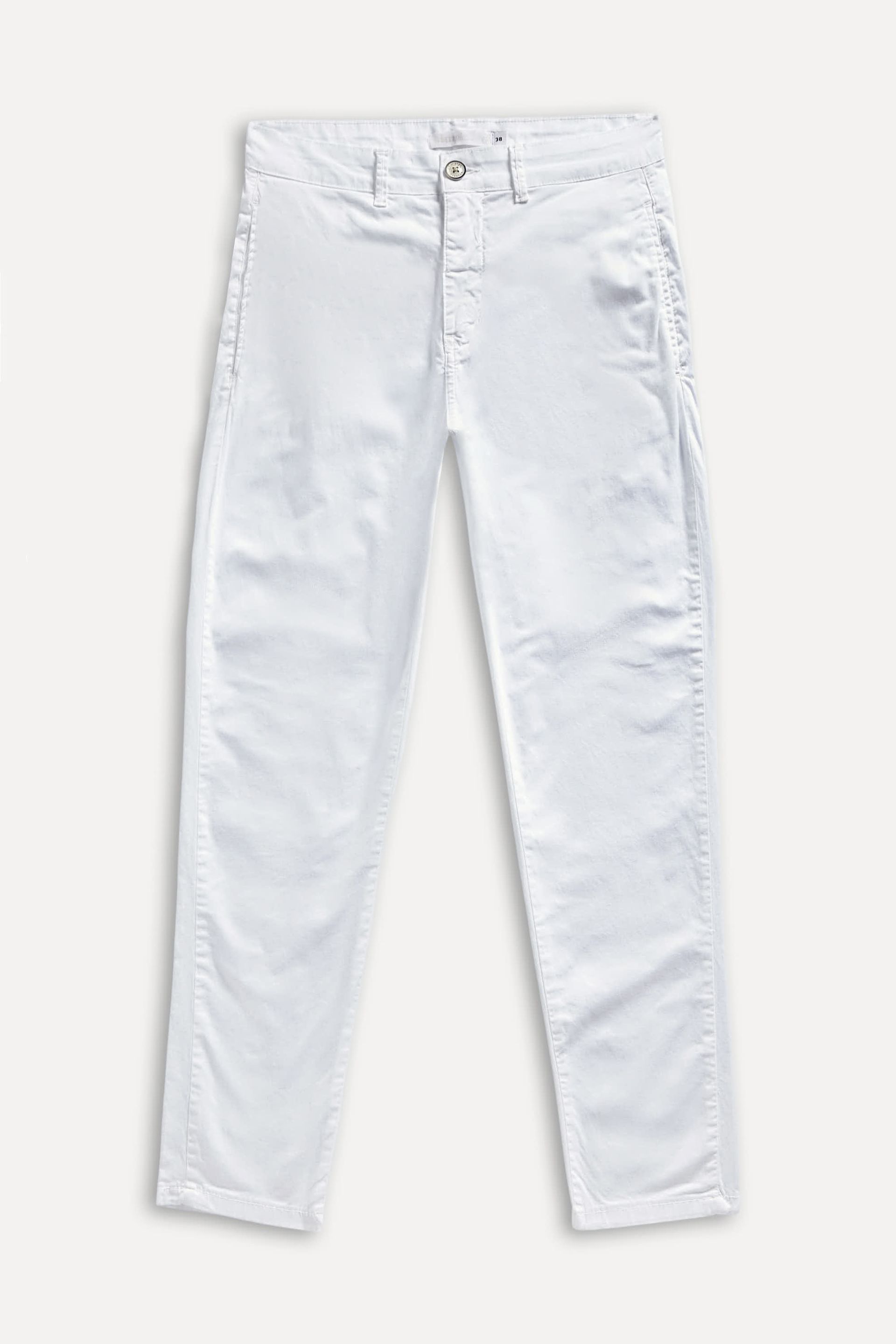 Calça Chino Reta Feminina Simples de Sarja