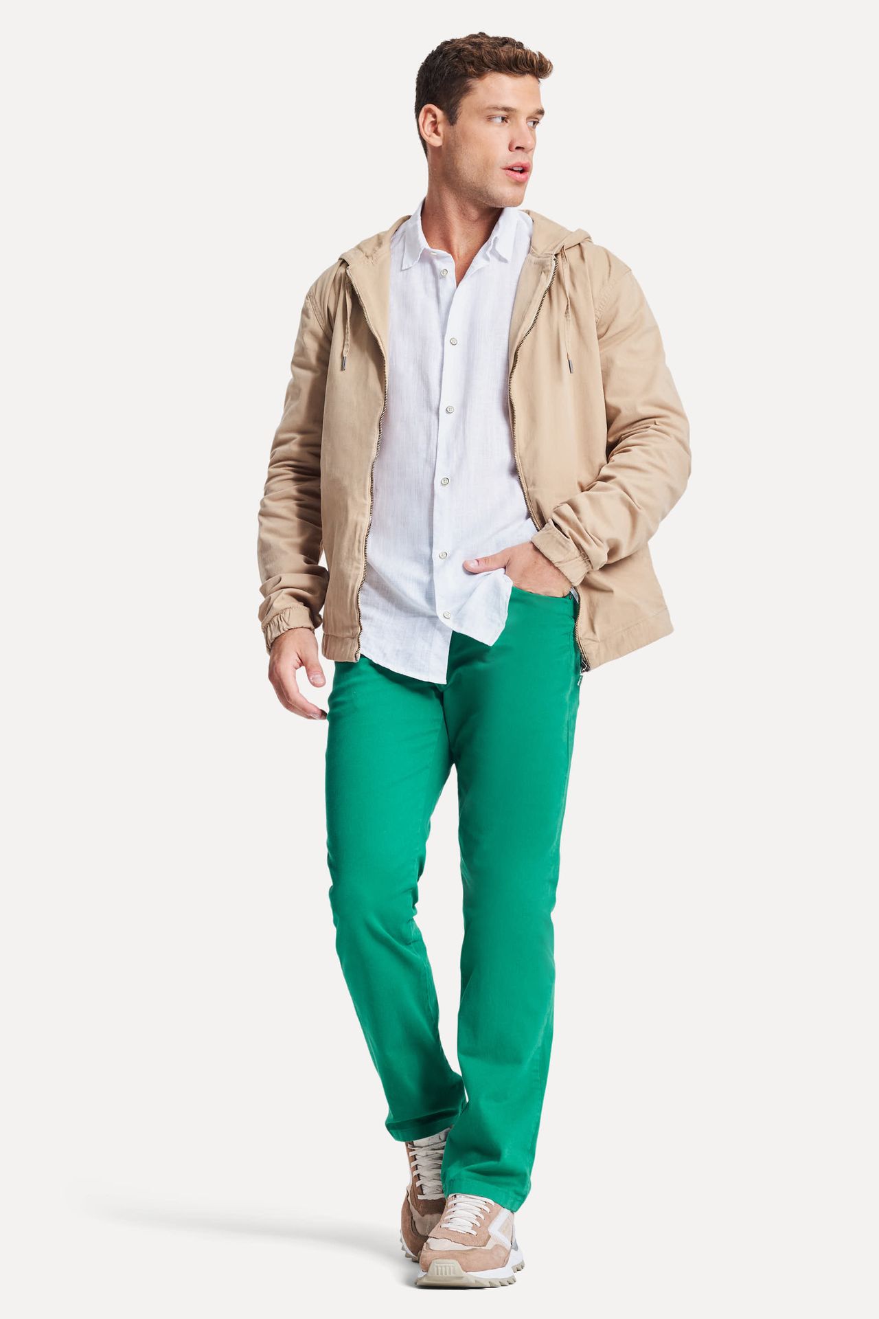 Calça de Sarja Reta Masculina Color