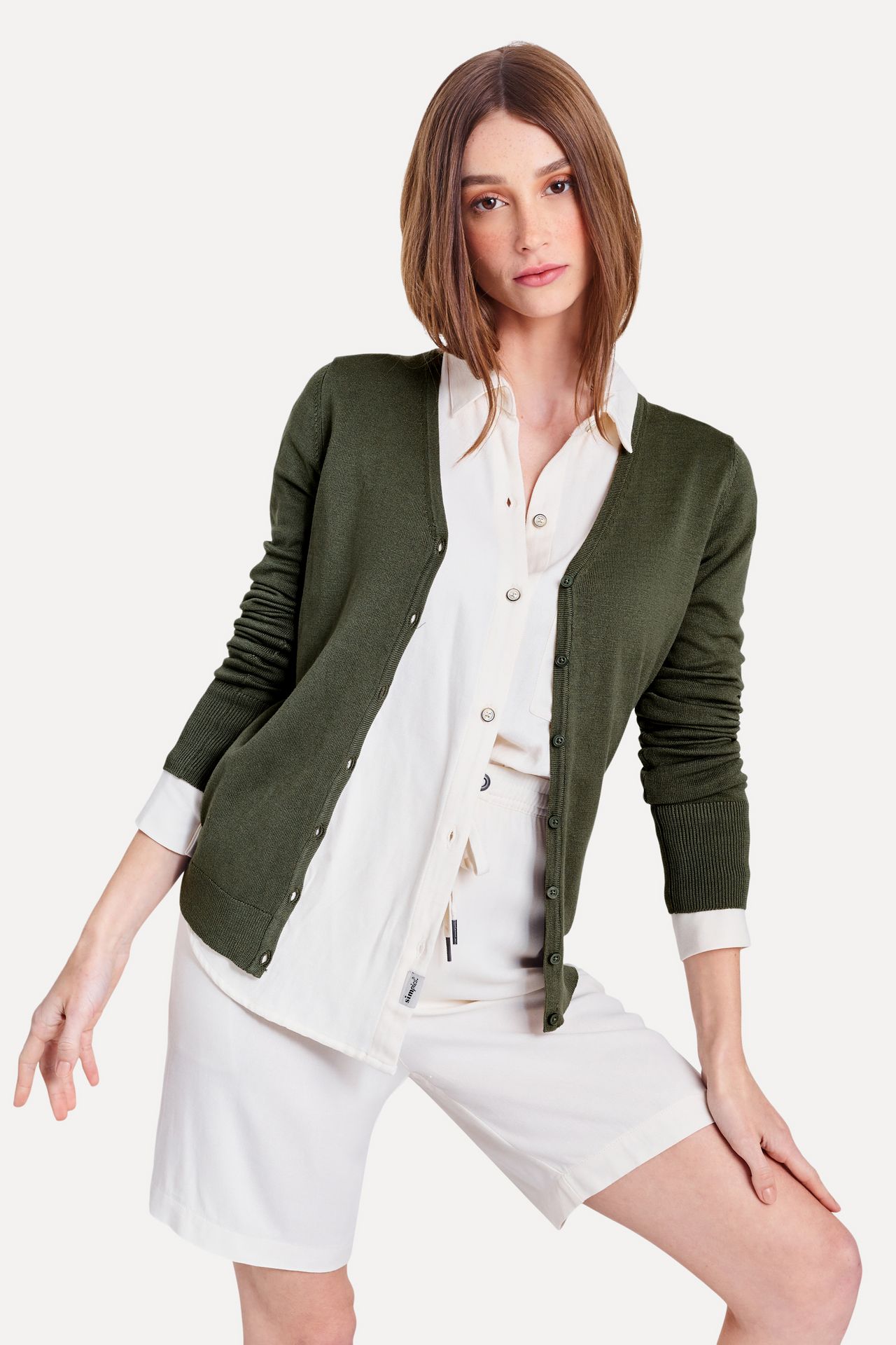 Cardigan Básico Feminino de Tricot