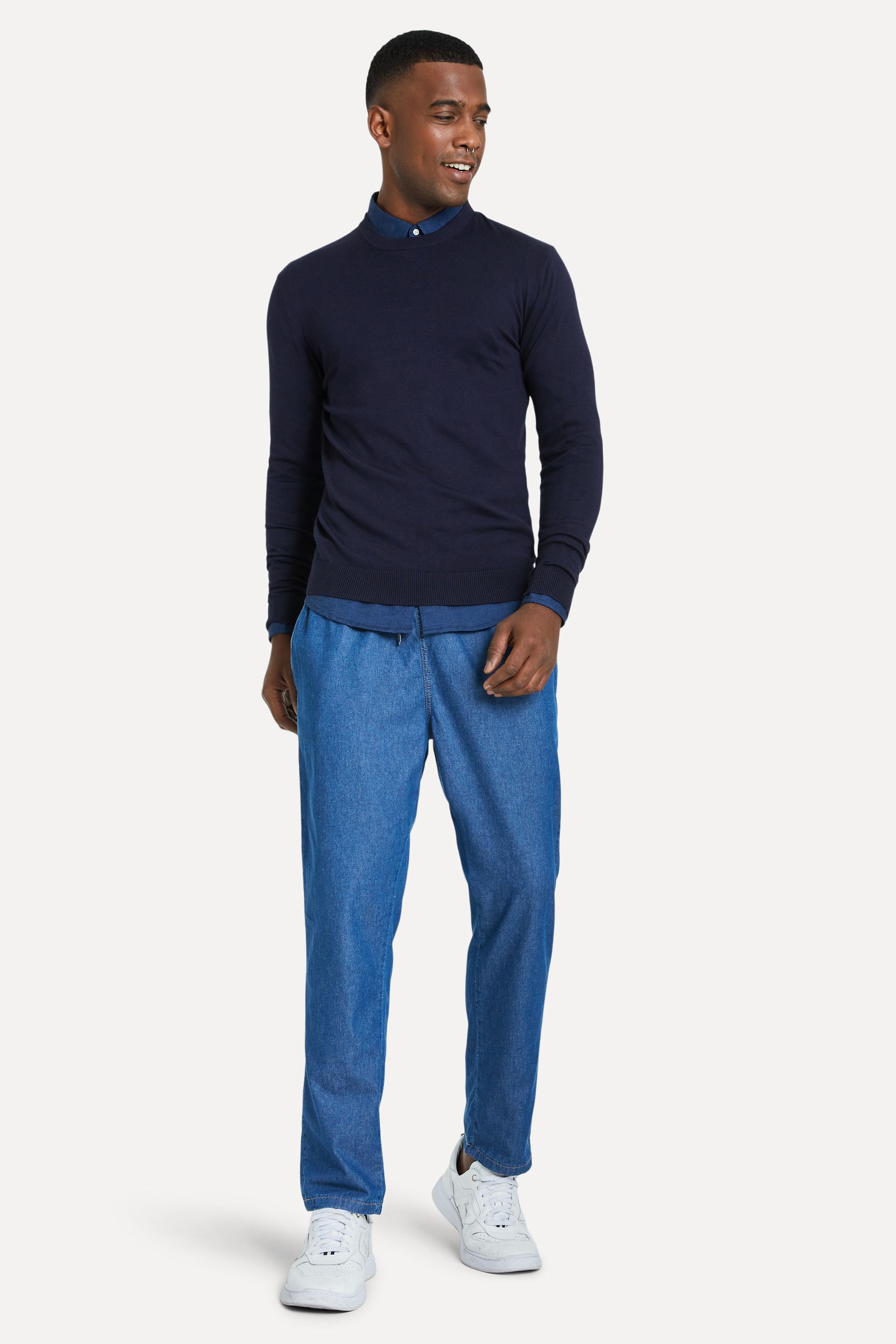 Calça Jeans Reta Masculina com Elástico