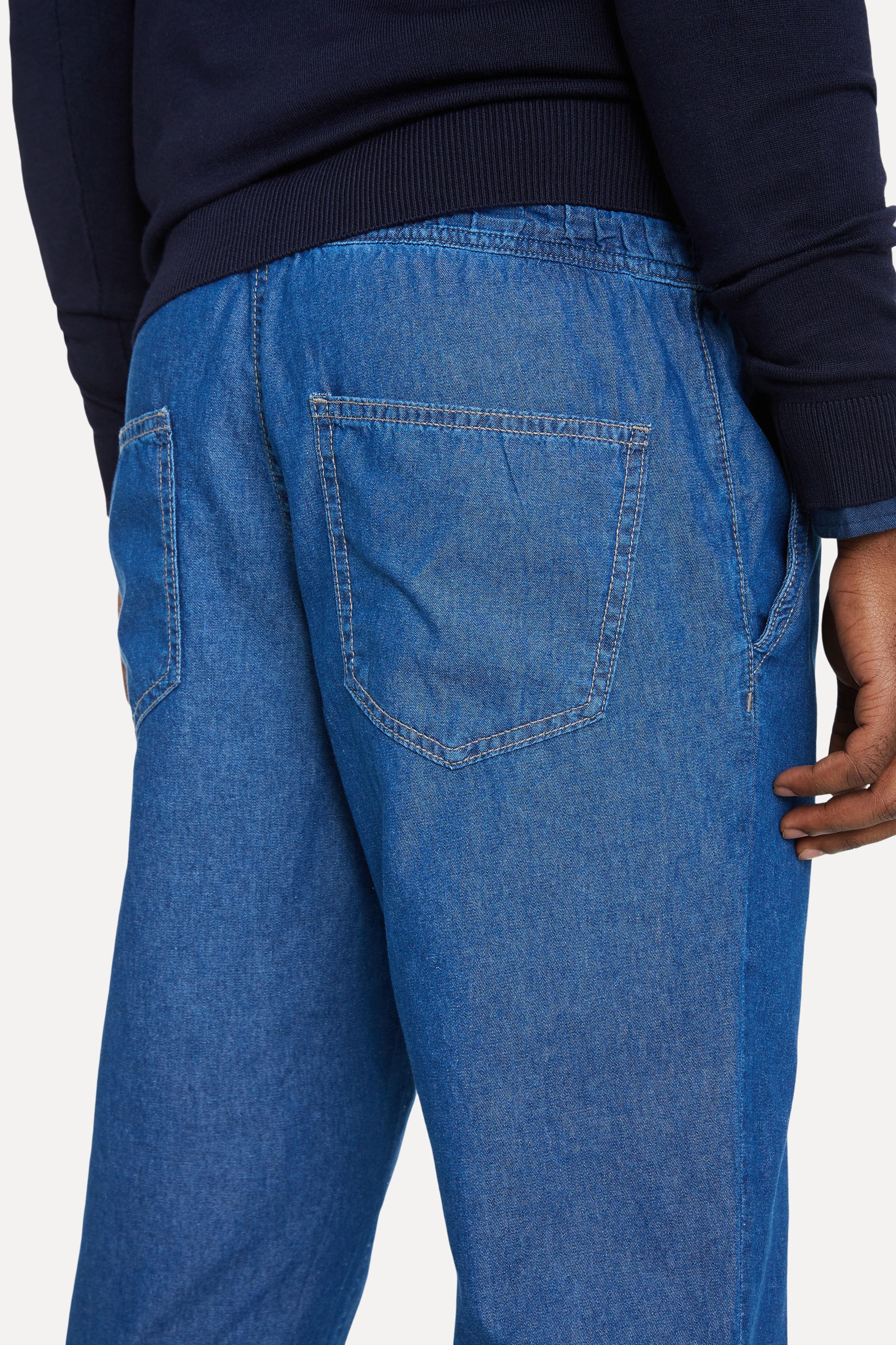 Calça Jeans Reta Masculina com Elástico