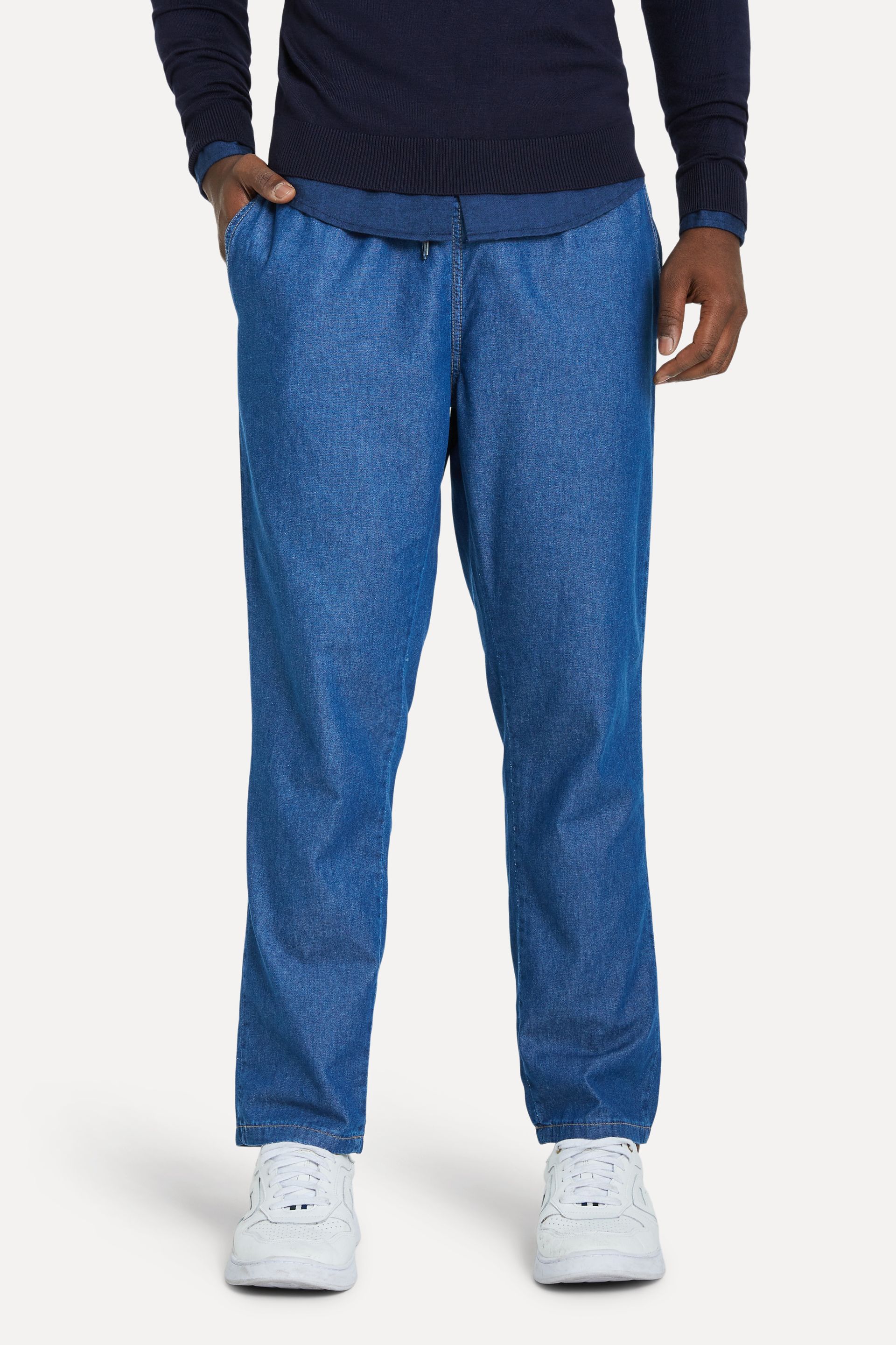 Calça Jeans Reta Masculina com Elástico