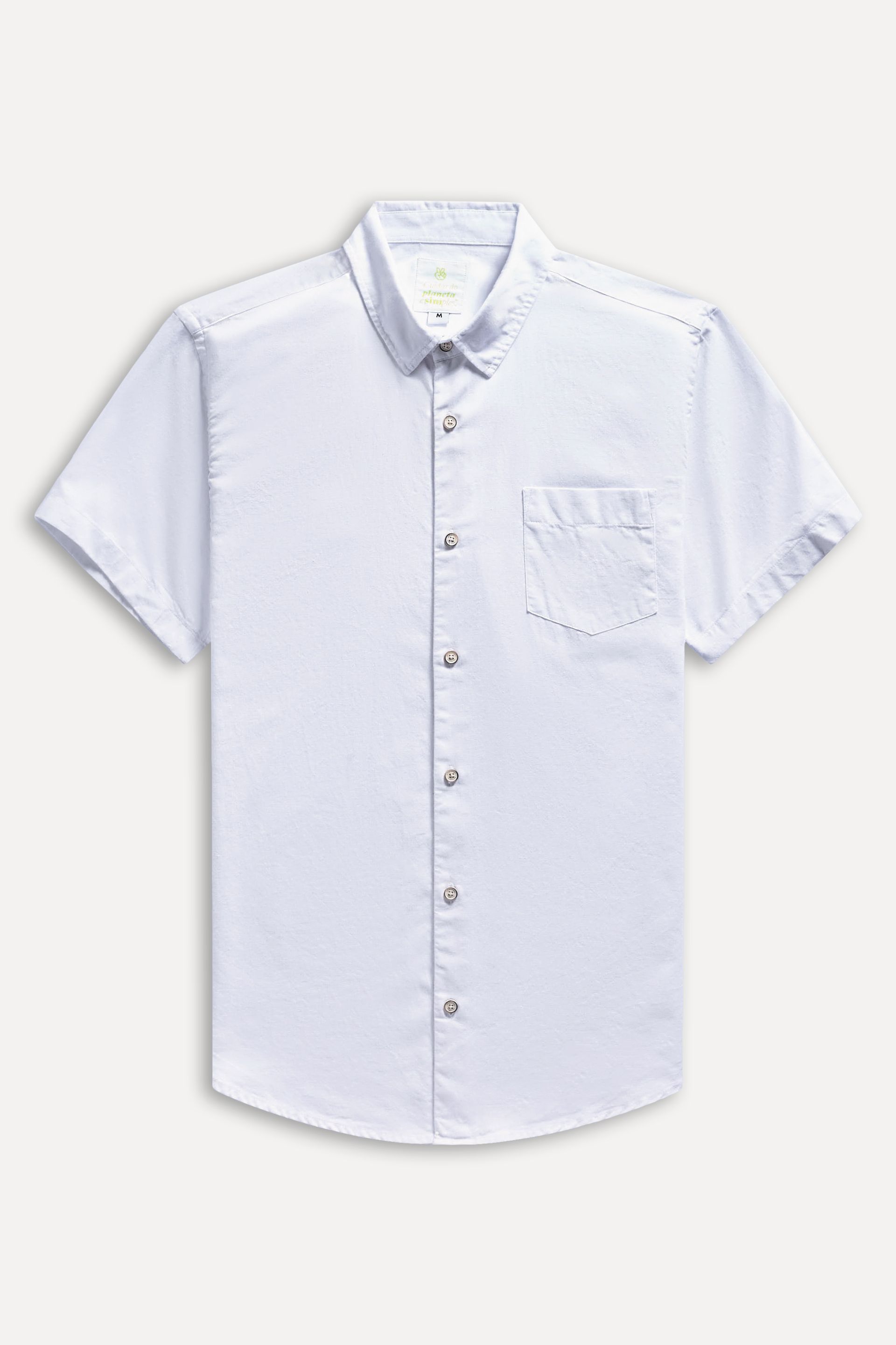 Camisa Oxford Masculina Manga Curta com Bolso