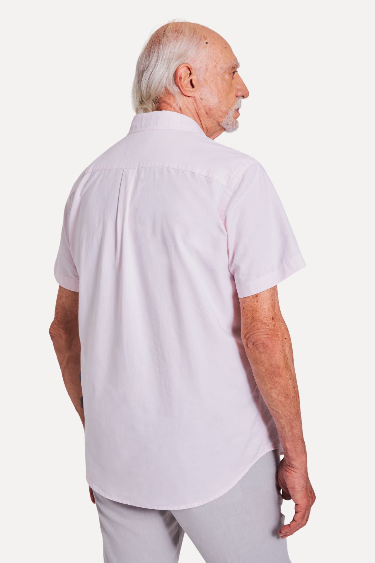Camisa Oxford Masculina Manga Curta com Bolso
