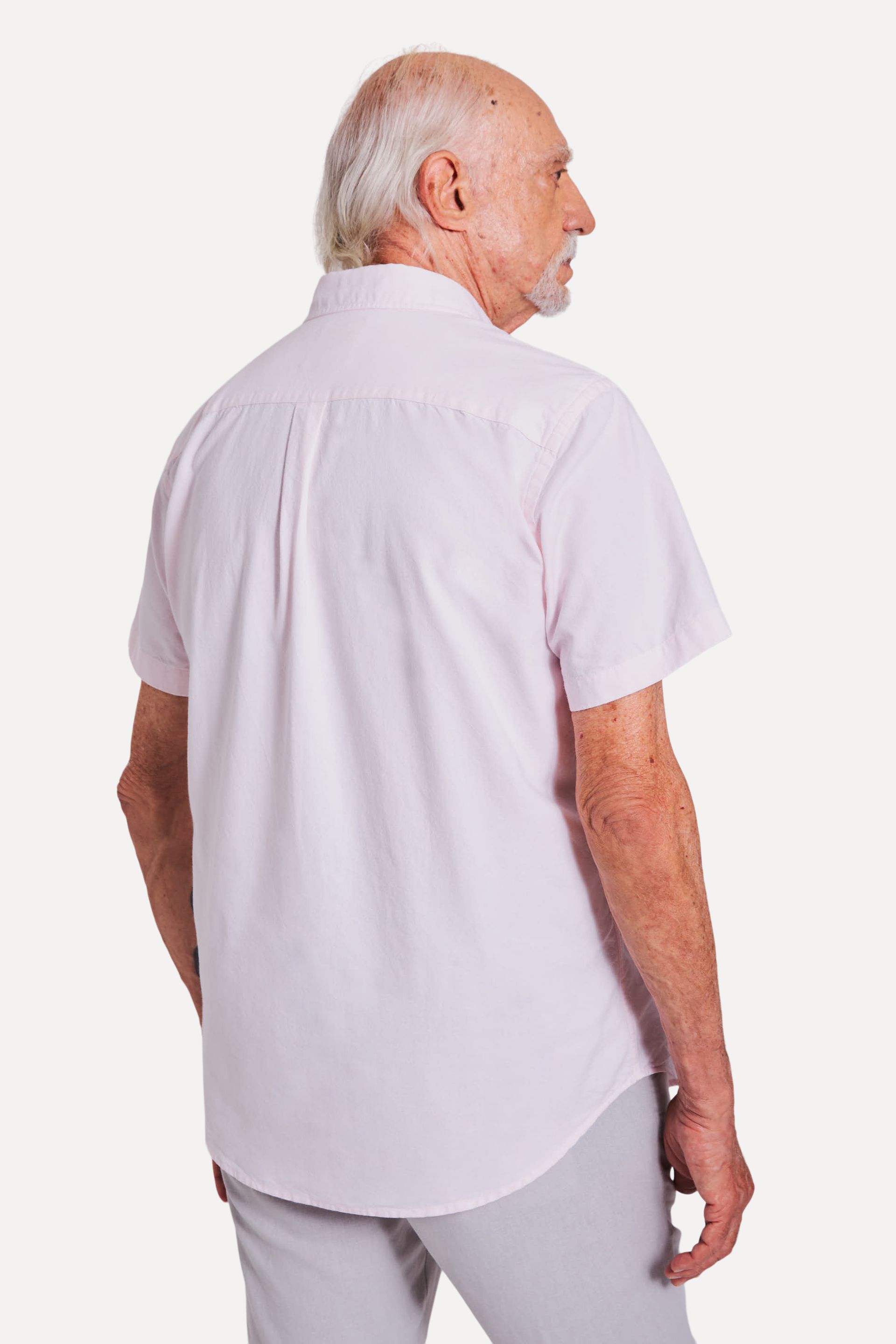 Camisa Oxford Masculina Manga Curta com Bolso