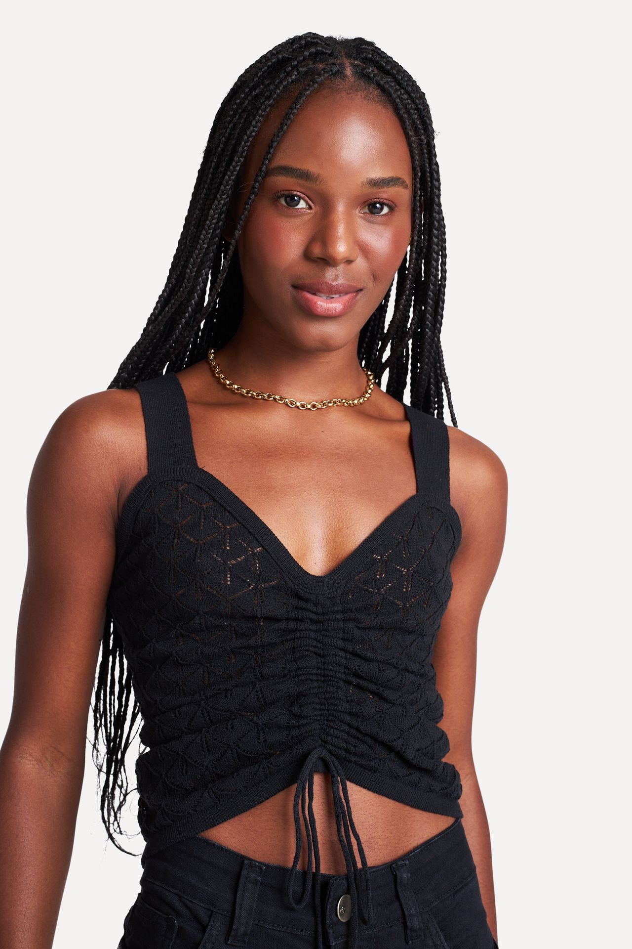 Regata Rendada Feminina Tricot Amarração