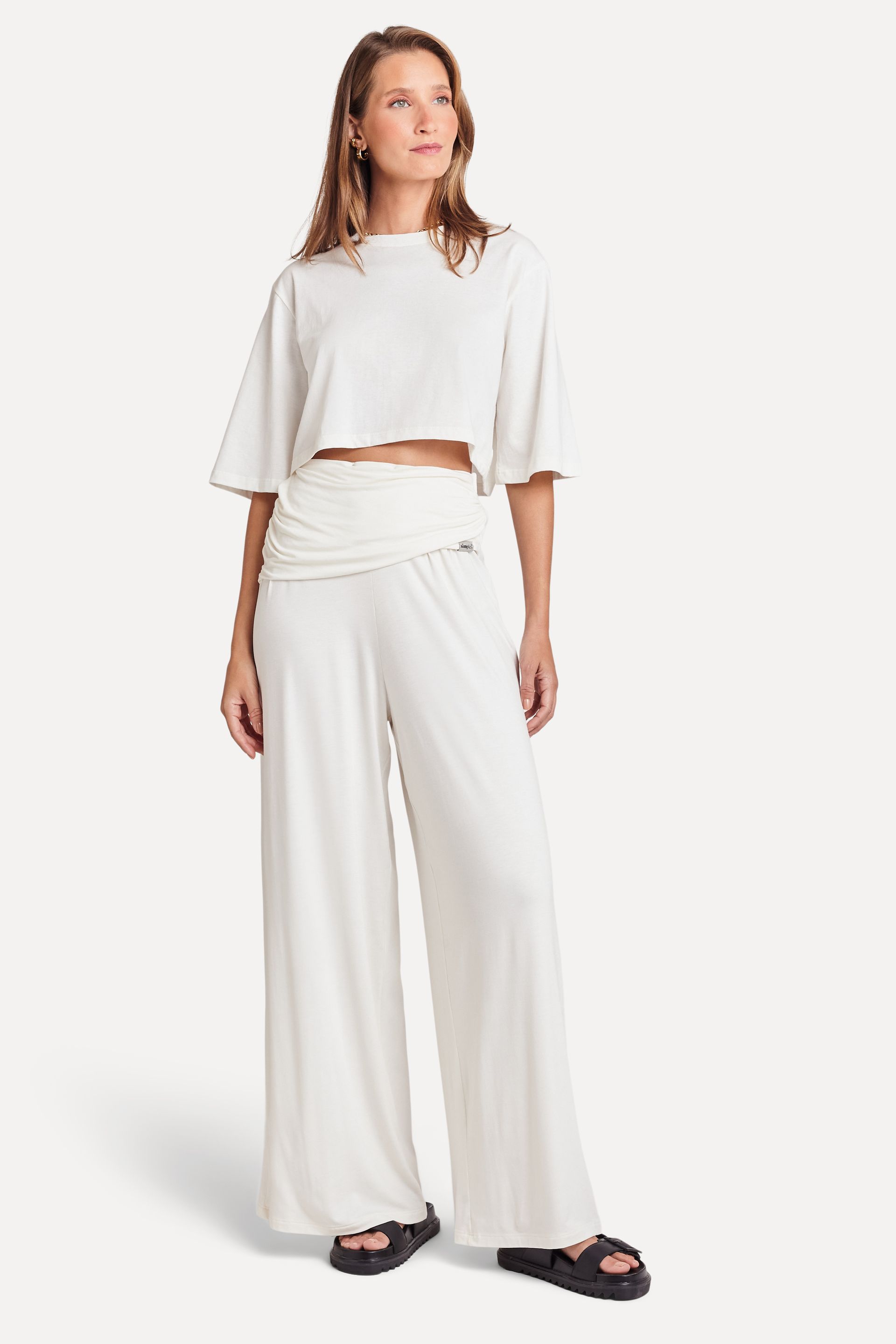 Calça Pantalona Feminina Pala de Linho