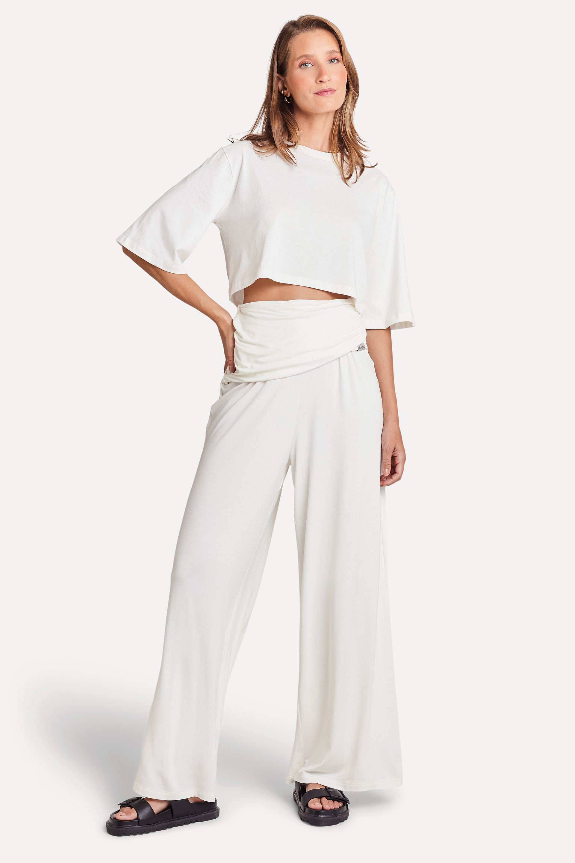 Calça Pantalona Feminina Pala de Linho