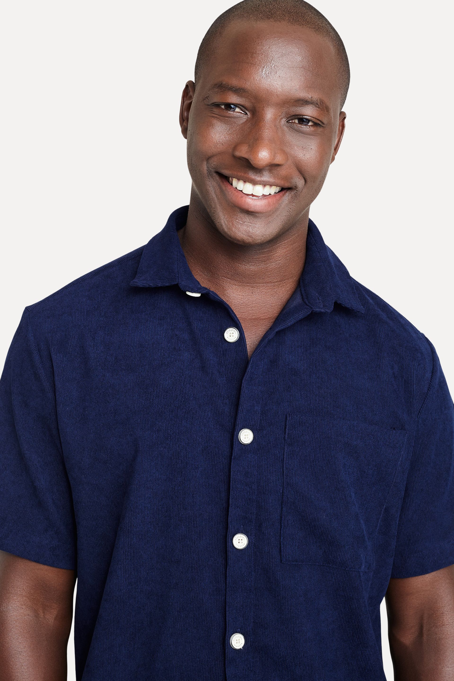 Camisa Veludo Cotelê Masculina Manga Curta