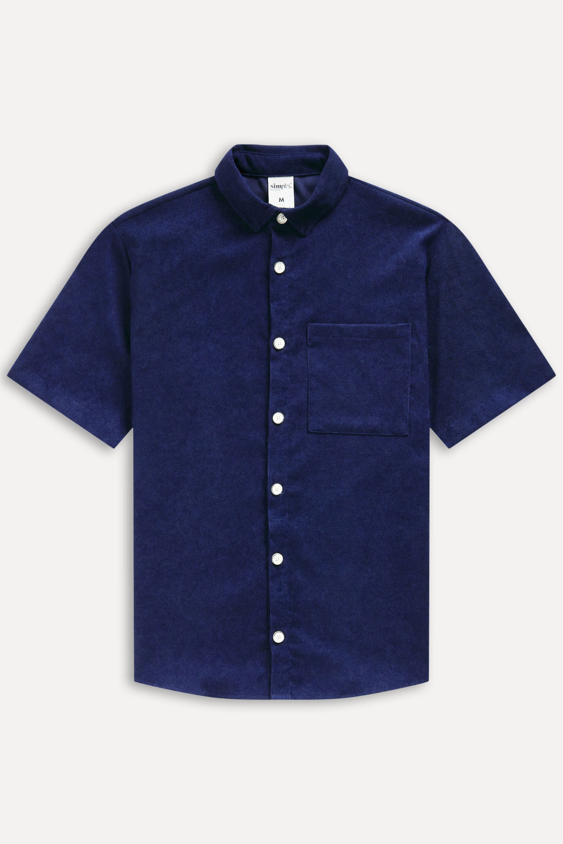 Camisa Veludo Cotelê Masculina Manga Curta