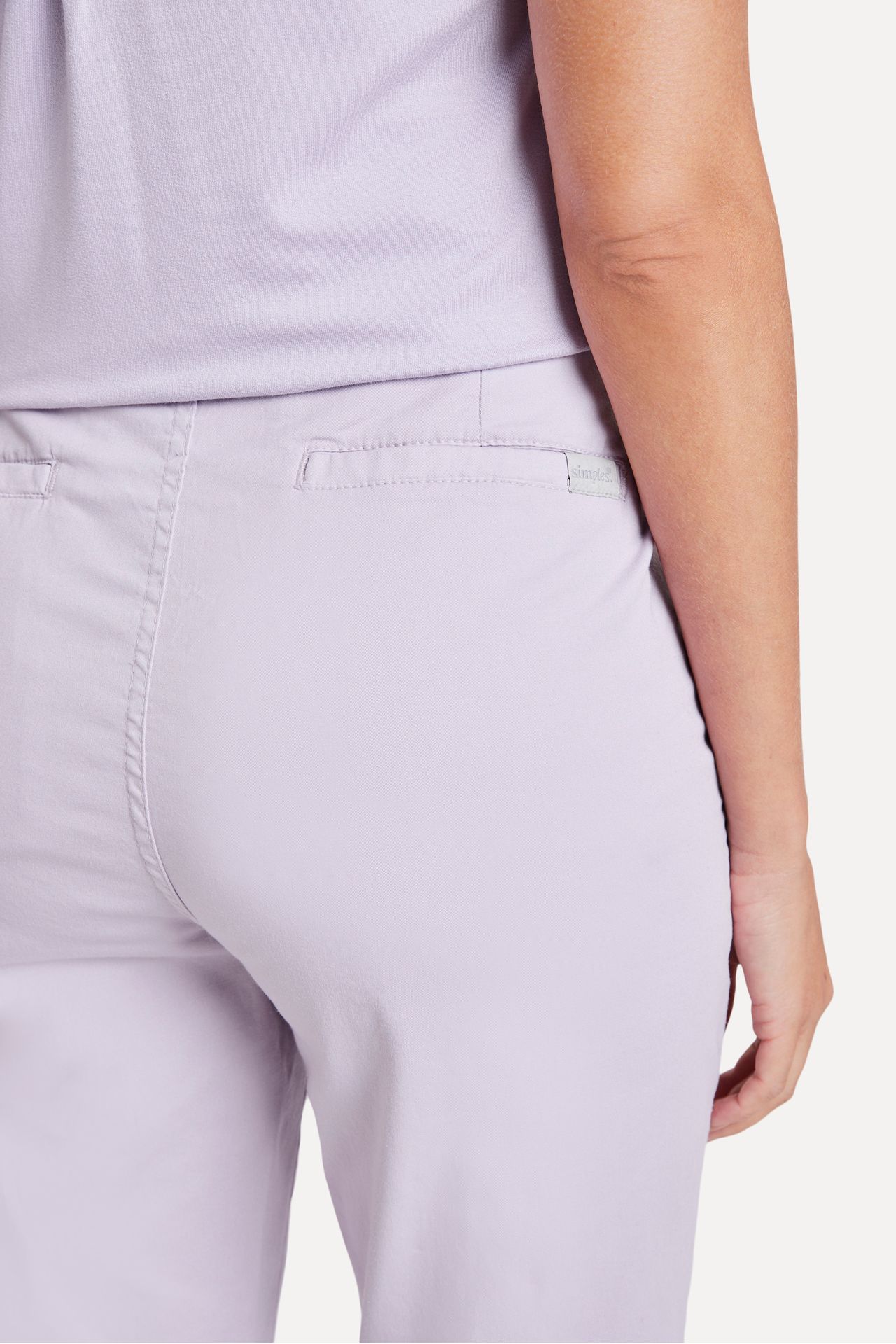 Calça Chino Reta Feminina Simples de Sarja