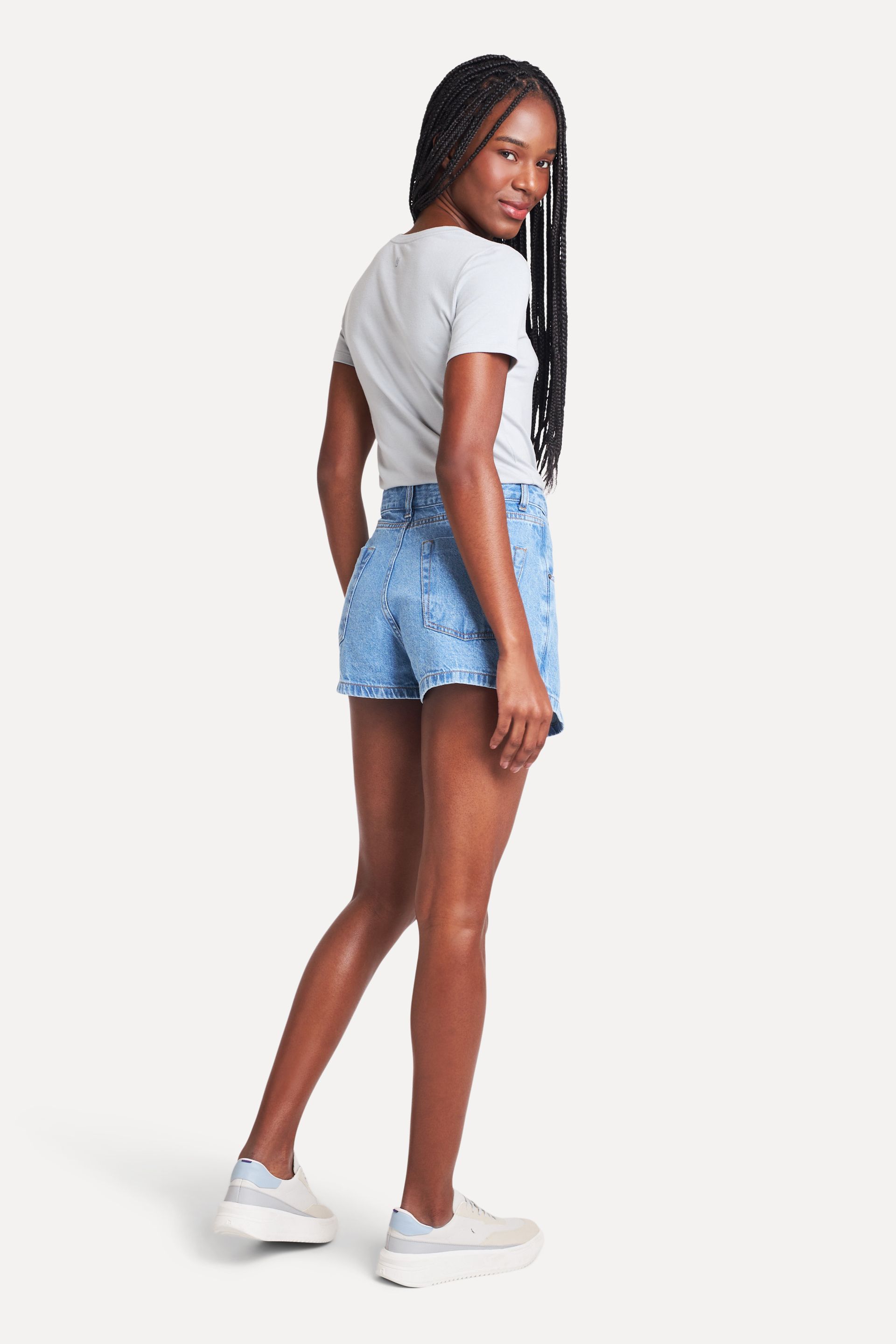 Short Saia Jeans Feminino Simples