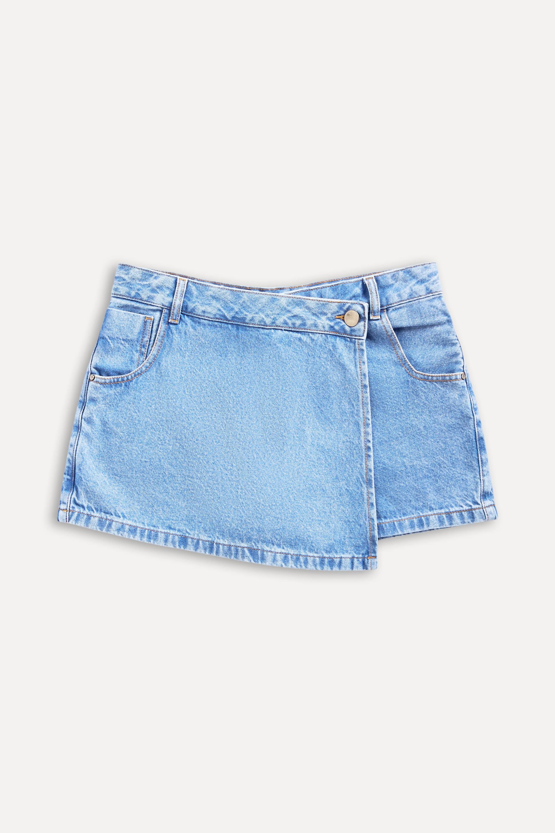 Short Saia Jeans Feminino Simples