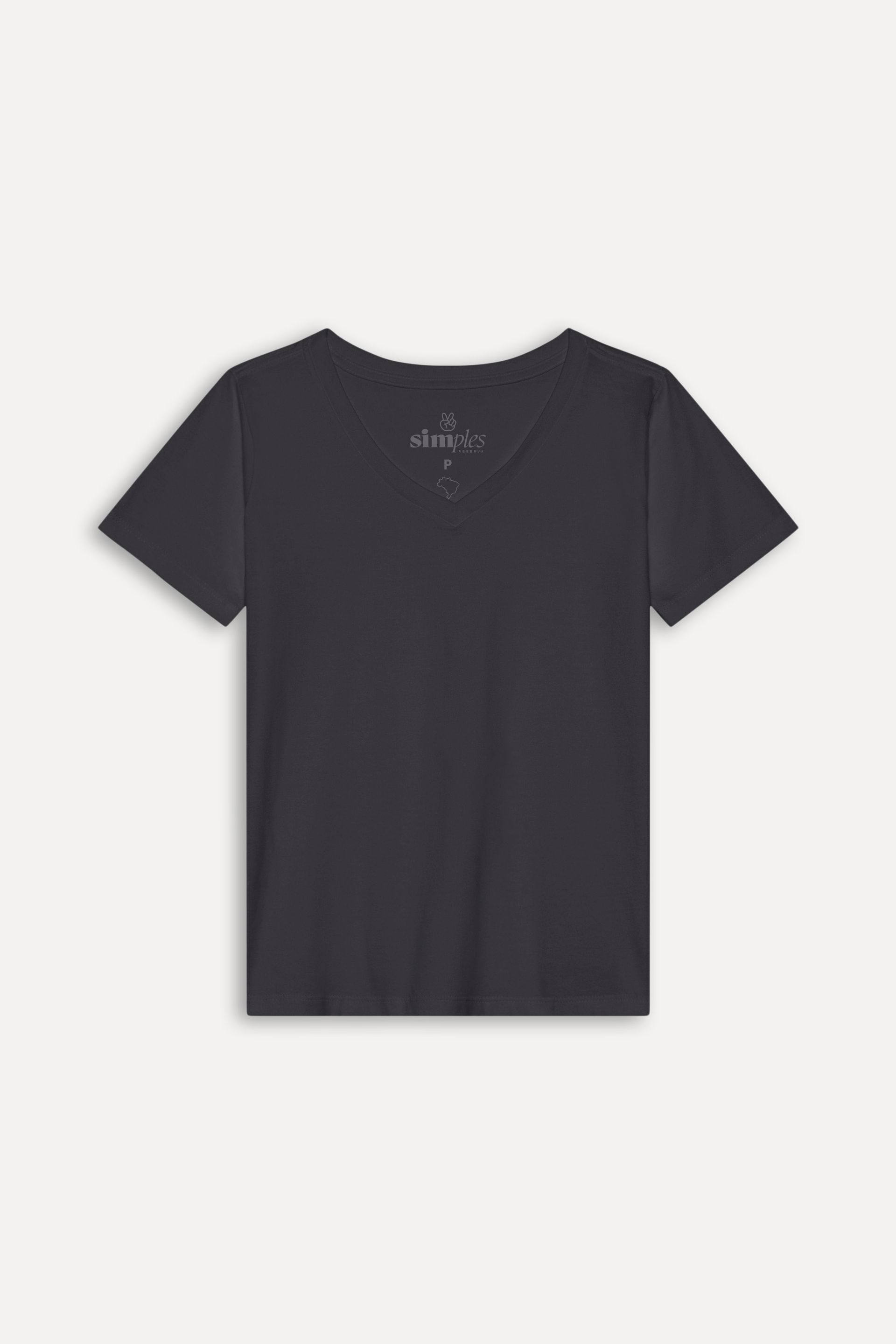 Camiseta Básica Feminina Simples Manga Curta Decote V