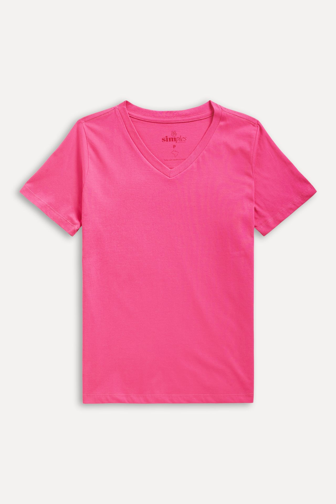 Camiseta Básica Feminina Simples Manga Curta Decote V