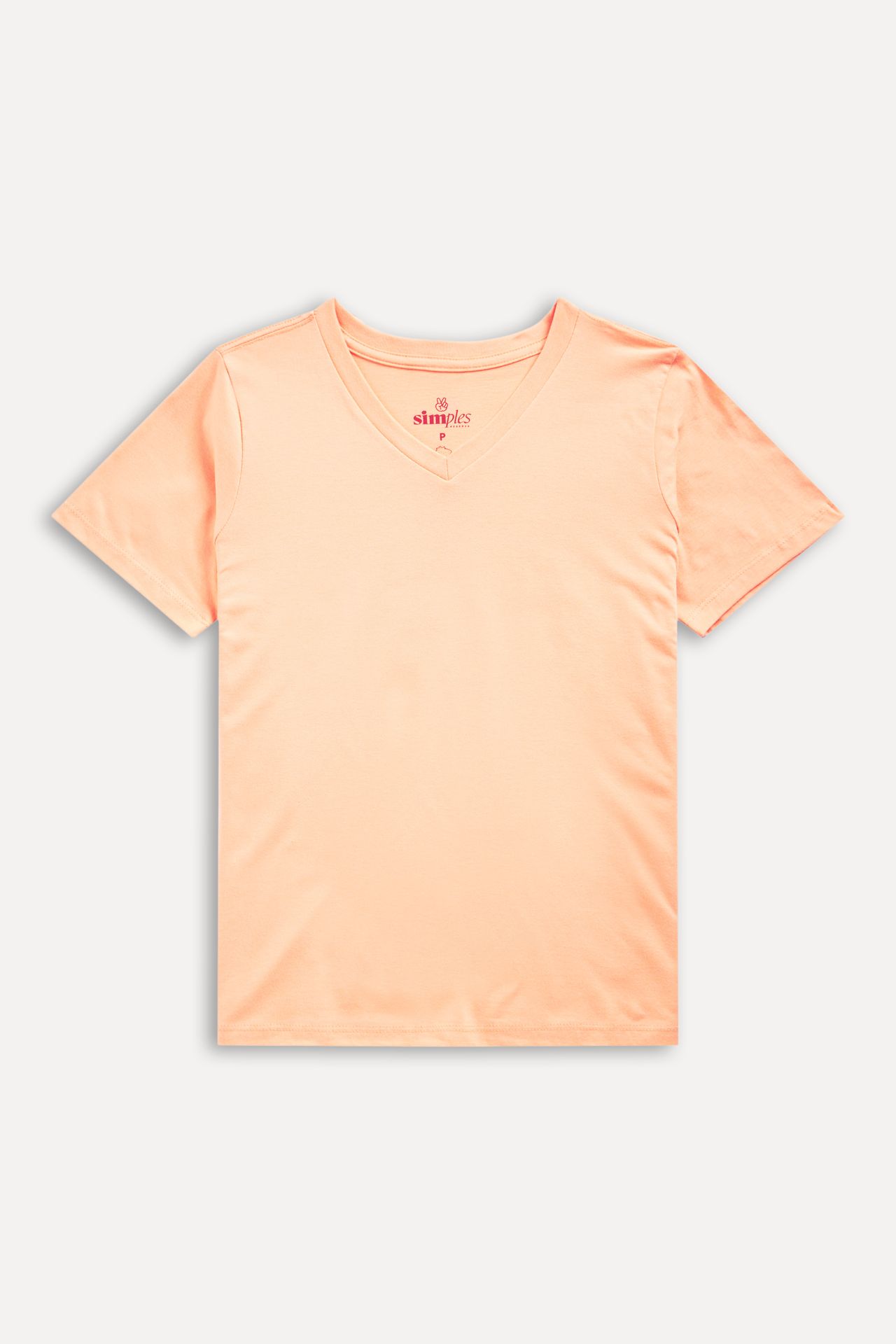 Camiseta Básica Feminina Simples Manga Curta Decote V