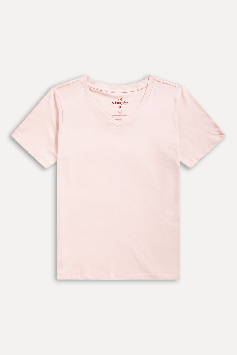 Camiseta Básica Feminina Simples Manga Curta Decote V