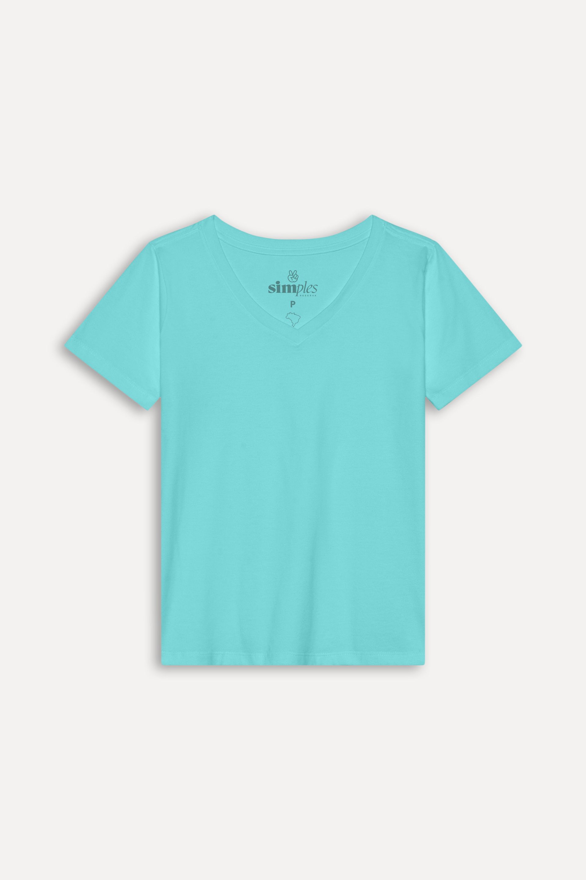 Camiseta Básica Feminina Simples Manga Curta Decote V