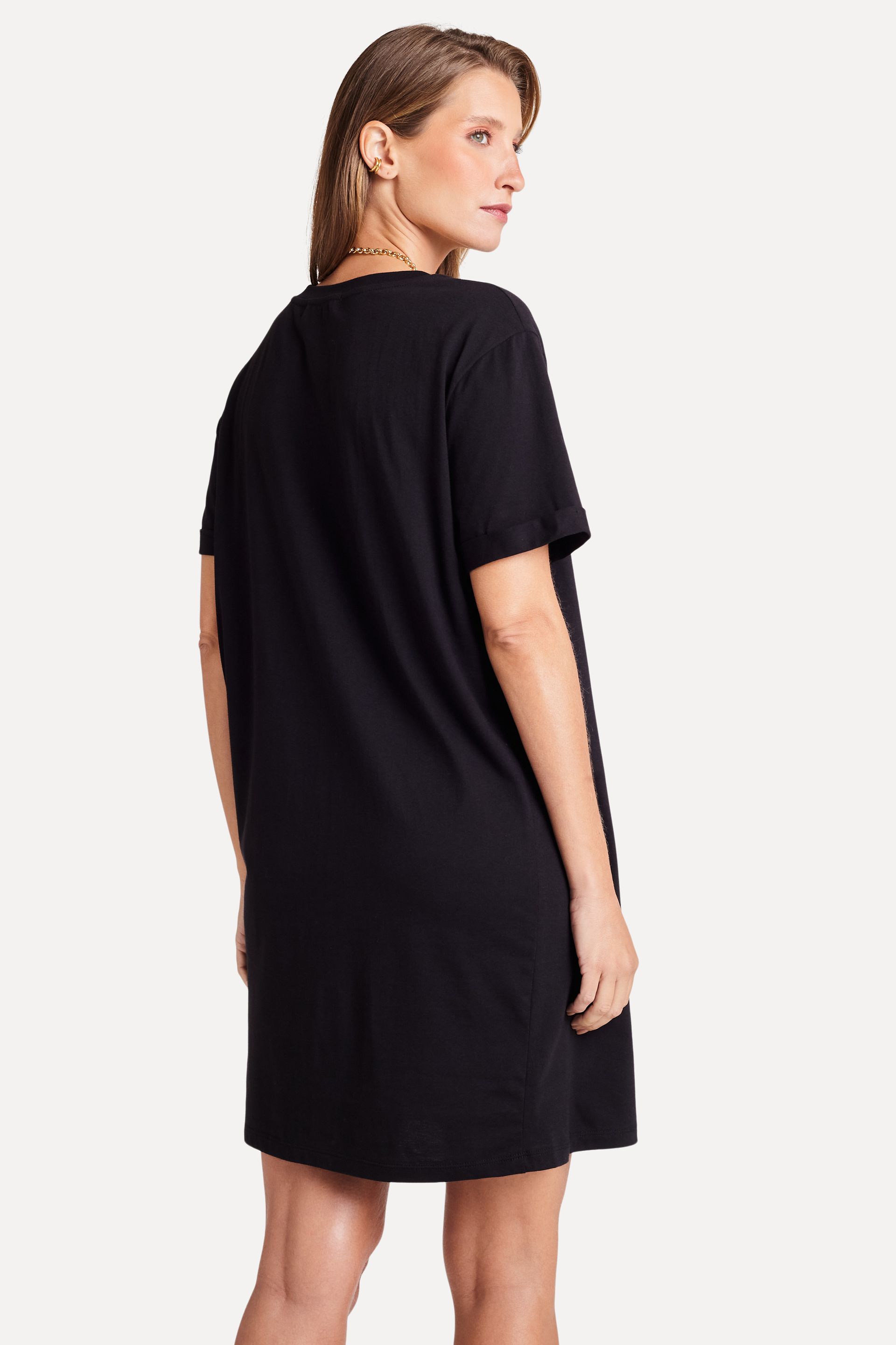 Vestido T-Shirt Feminino Com Bolso