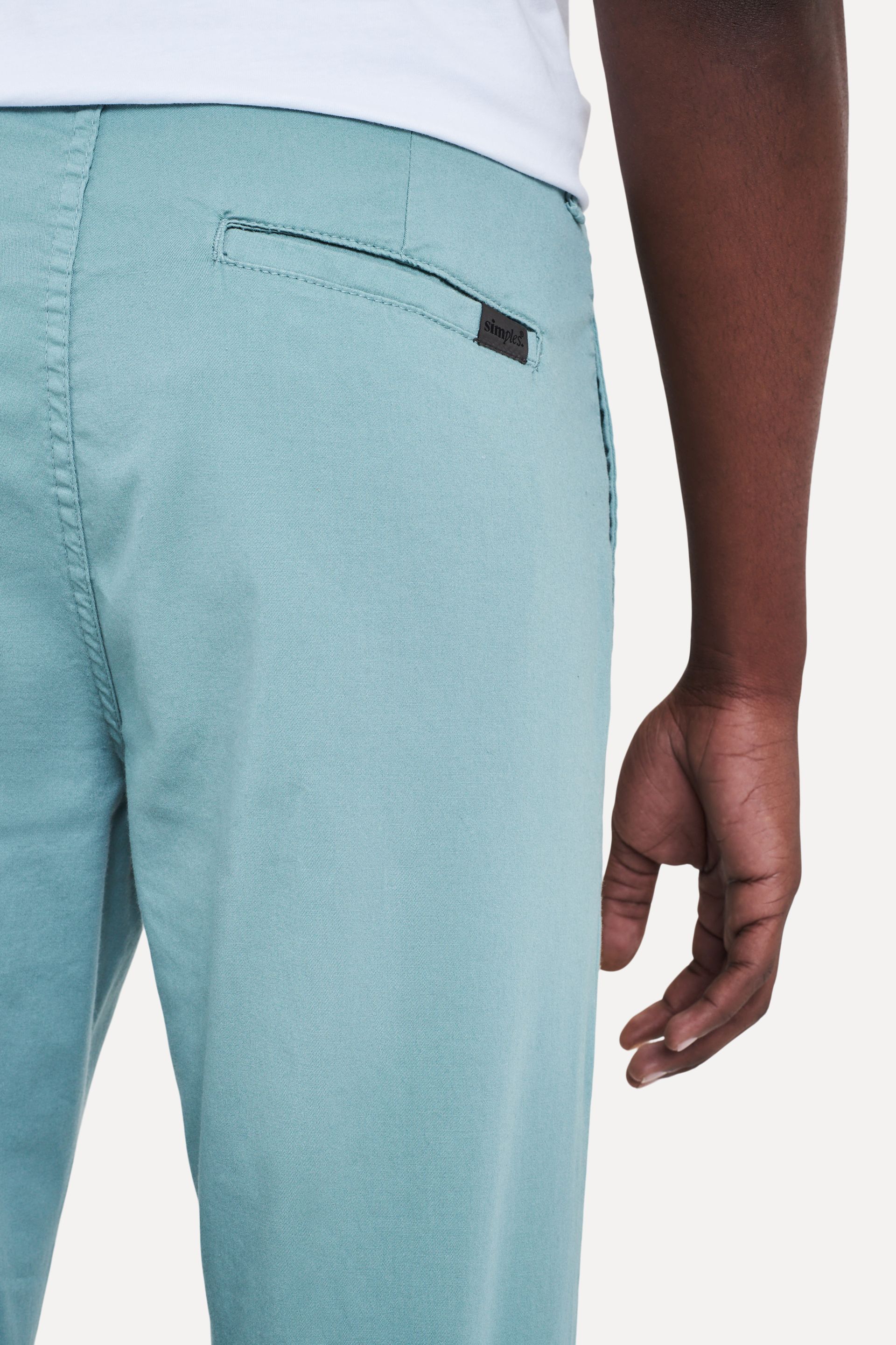 Calça Chino Reta Masculina Simples de Sarja