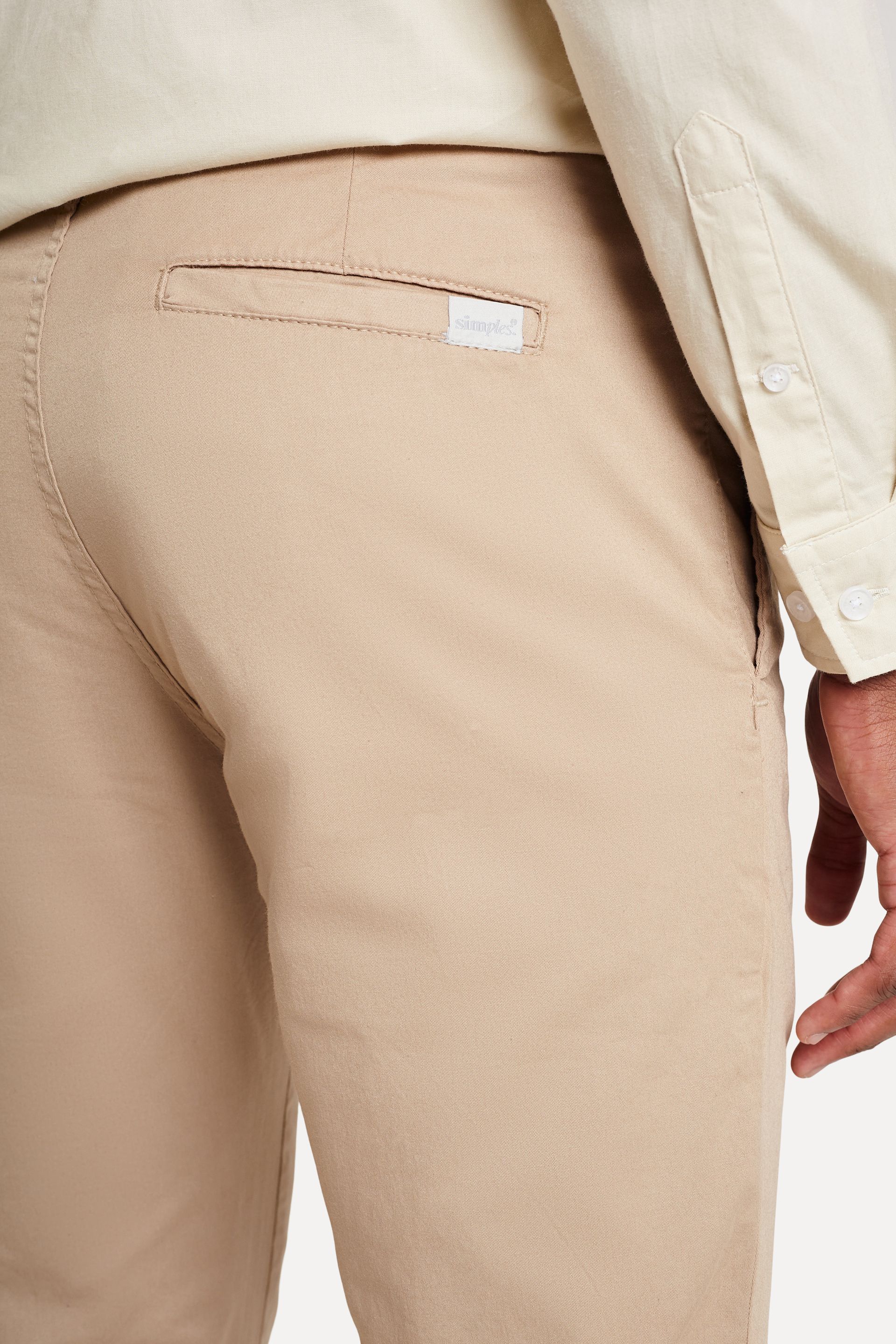 Calça Chino Reta Masculina Simples de Sarja
