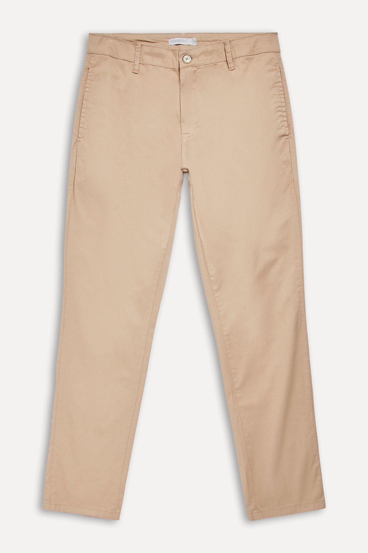 Calça Chino Reta Masculina Simples de Sarja