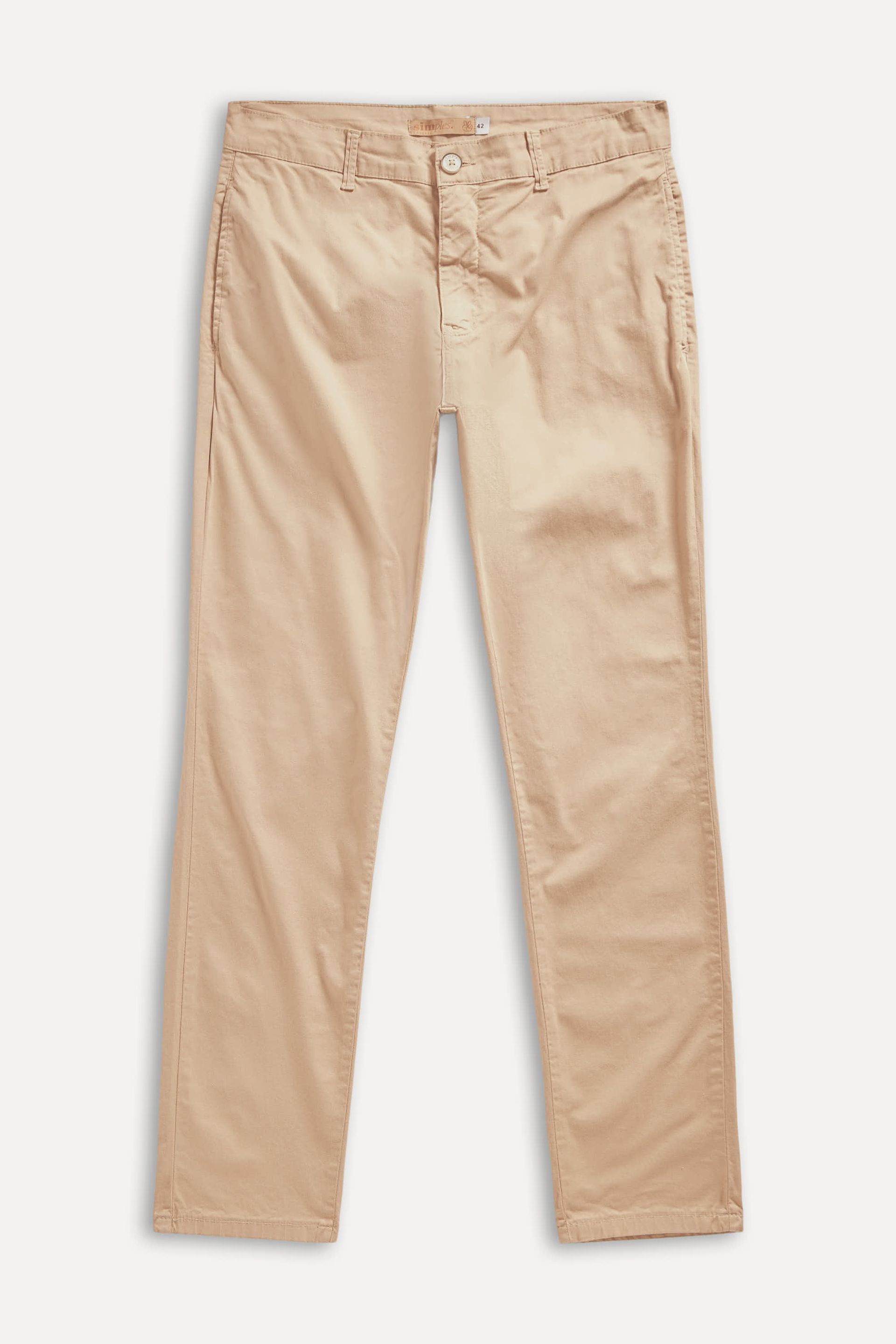 Calça Chino Reta Masculina Simples de Sarja