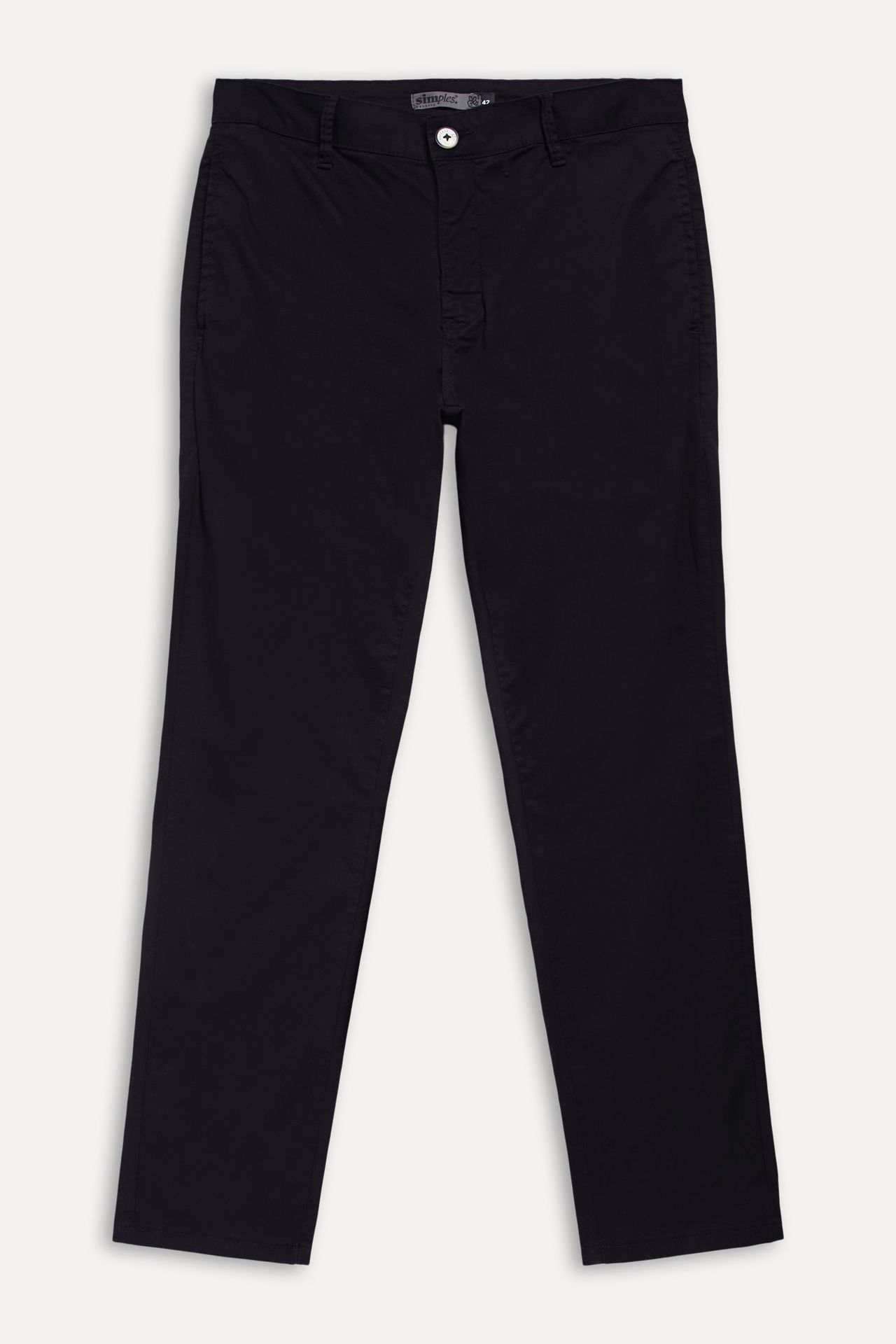 Calça Chino Reta Masculina Simples de Sarja