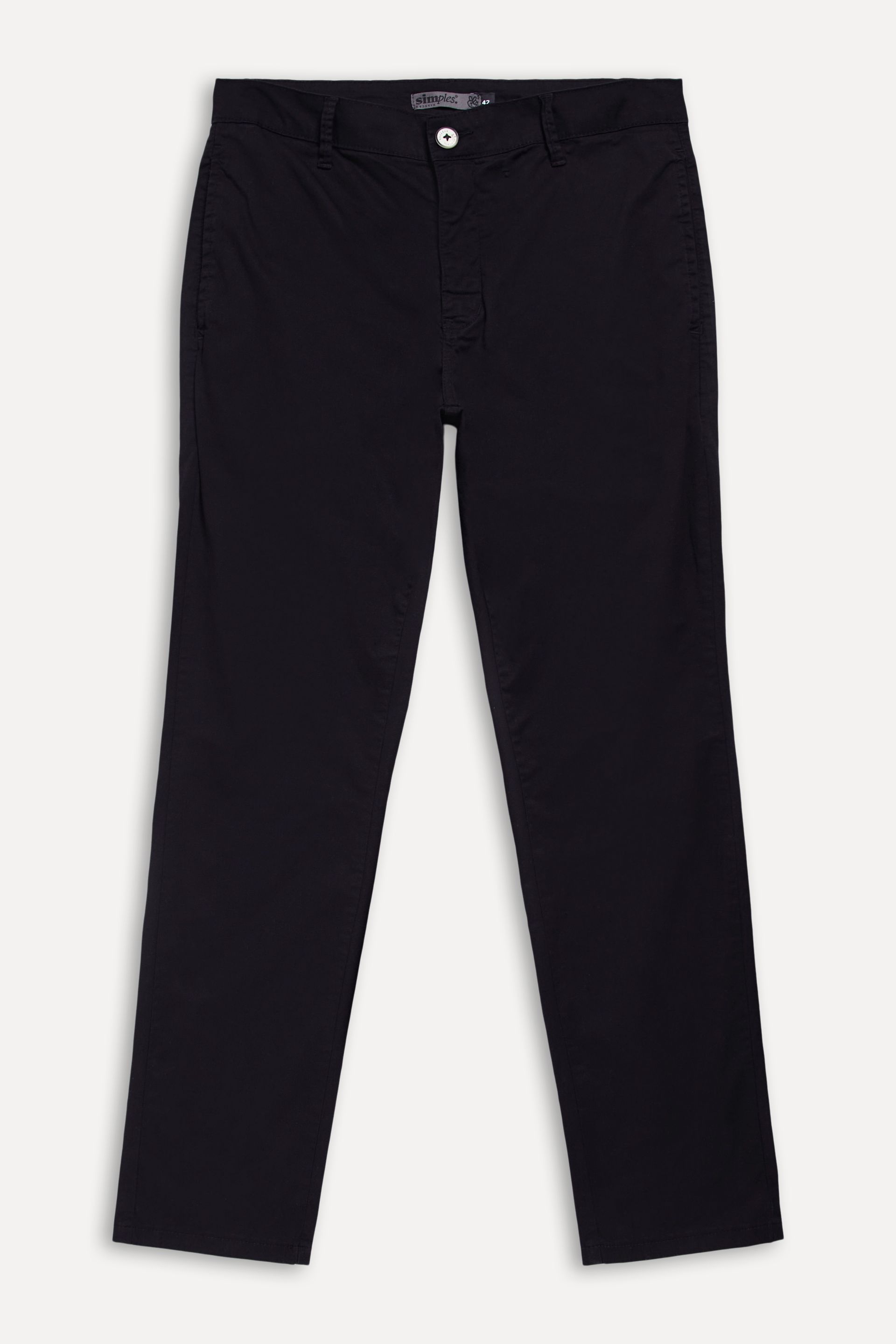 Calça Chino Reta Masculina Simples de Sarja