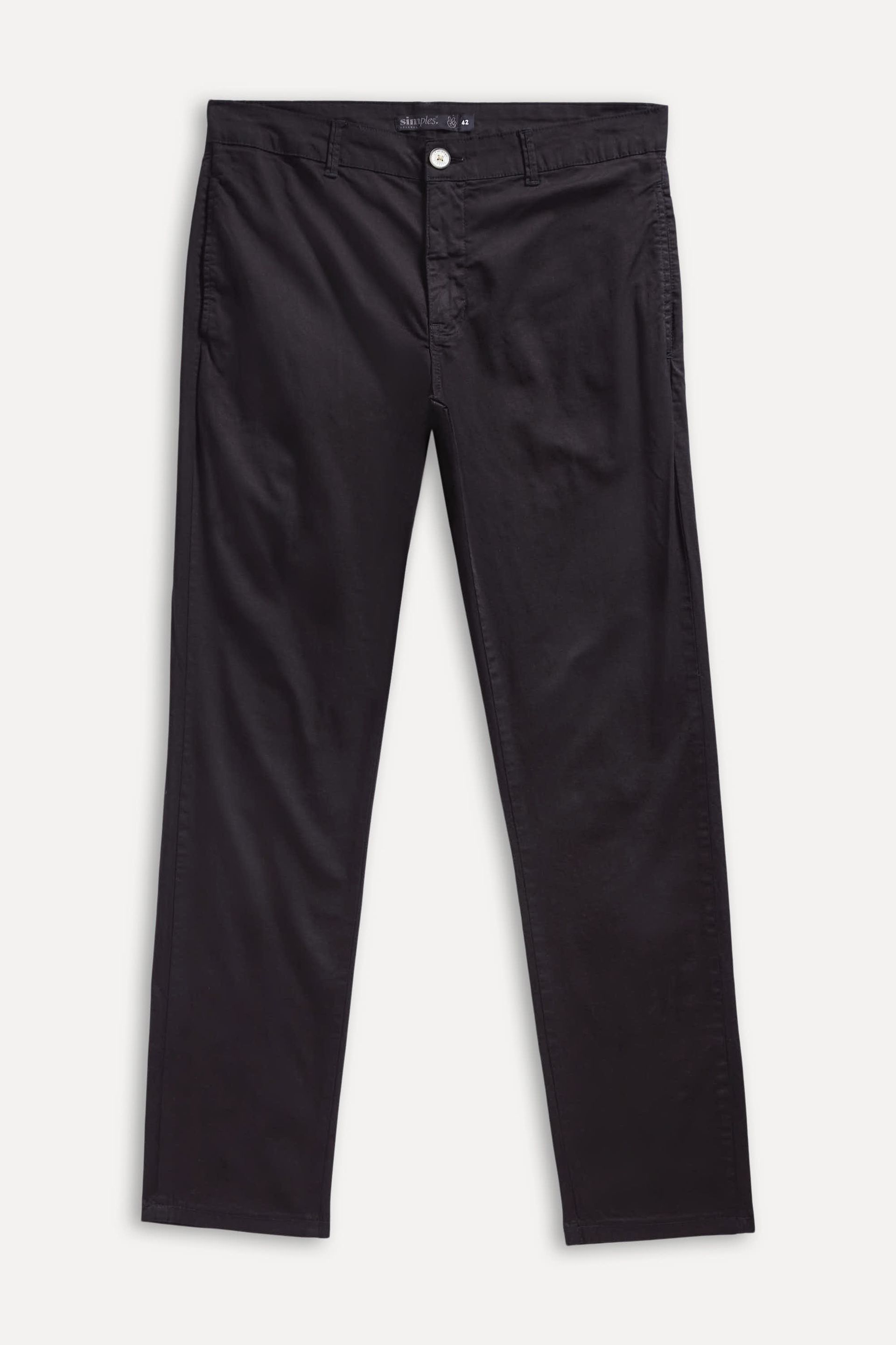 Calça Chino Reta Masculina Simples de Sarja