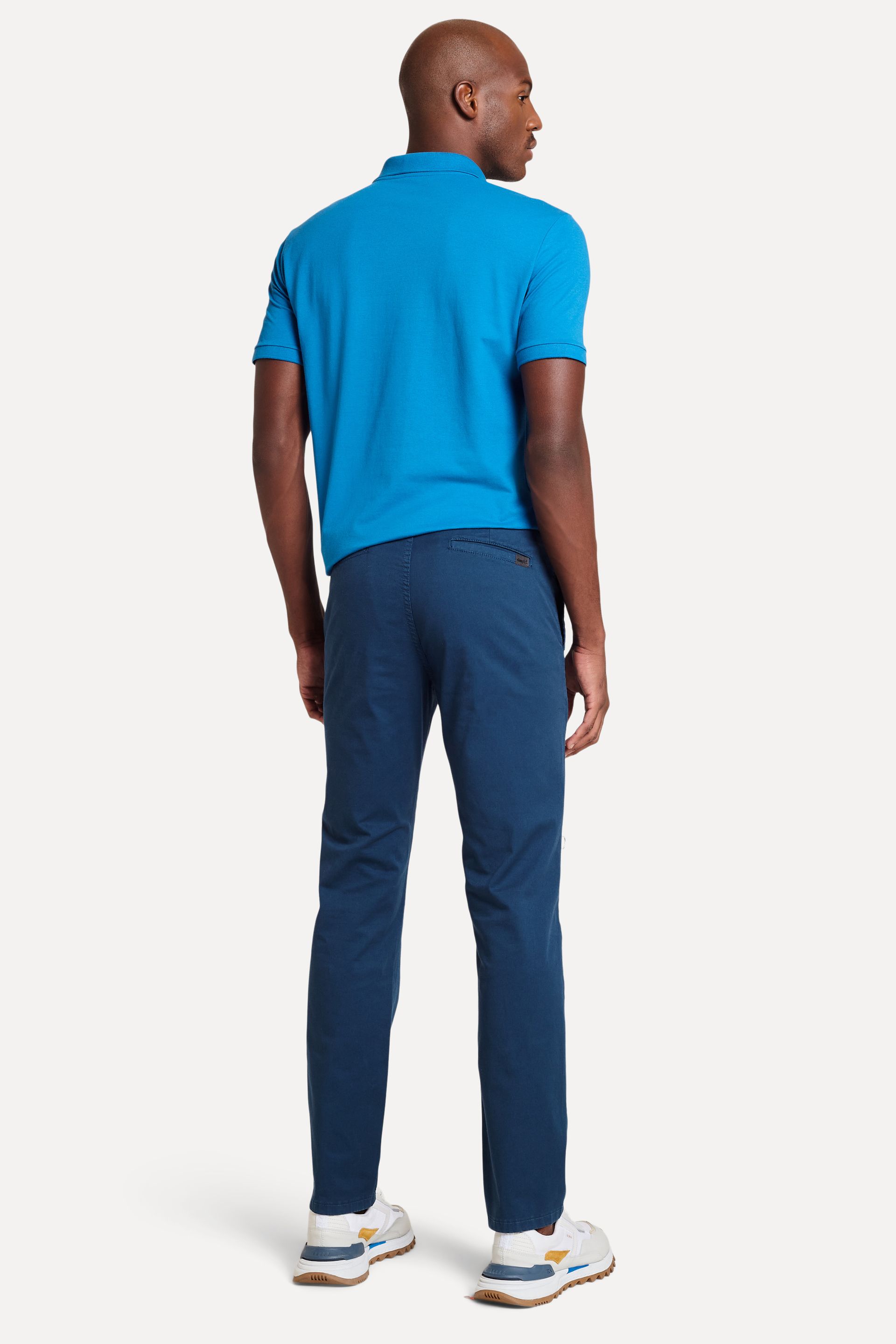 Calça Chino Reta Masculina Simples de Sarja