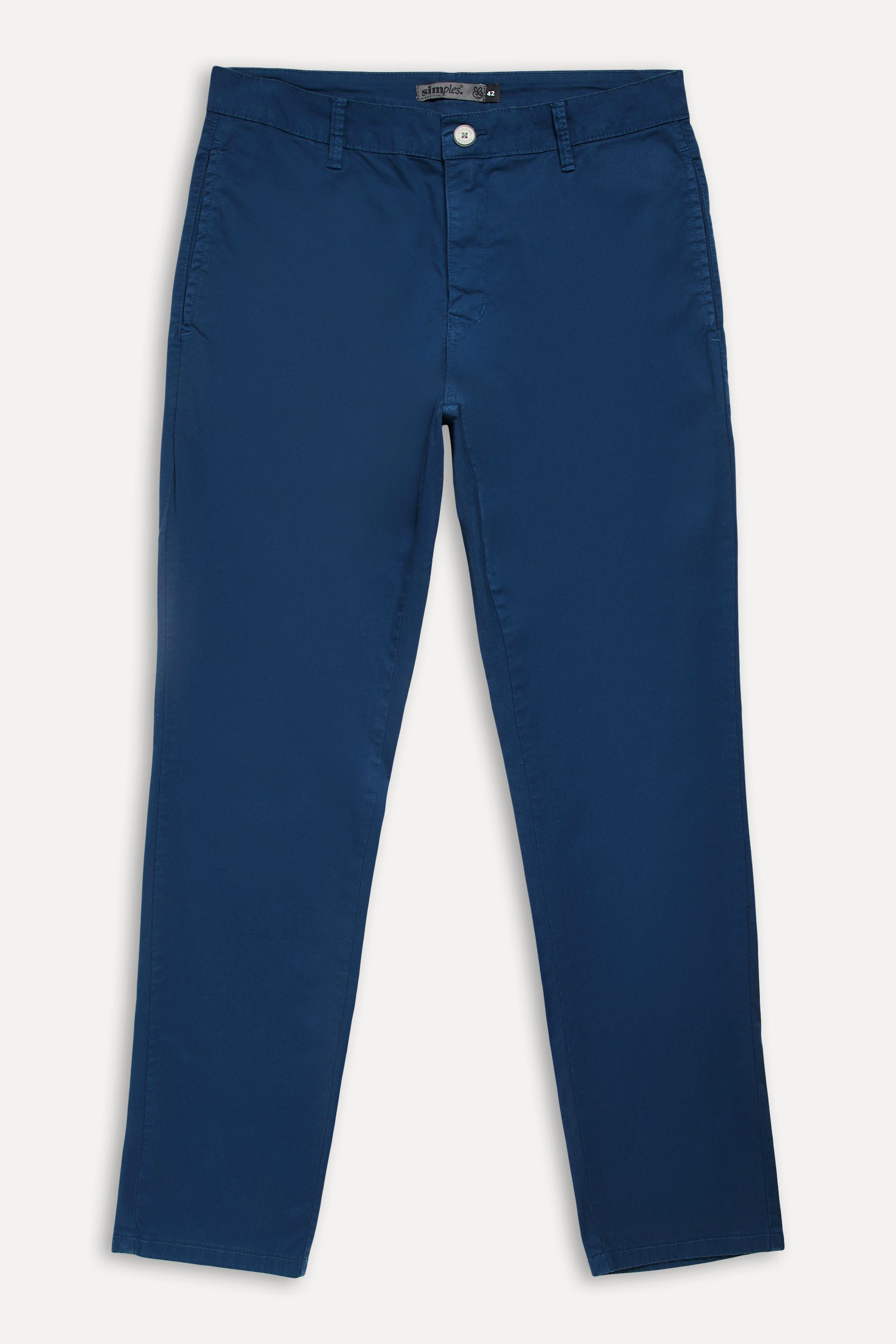 Calça Chino Reta Masculina Simples de Sarja