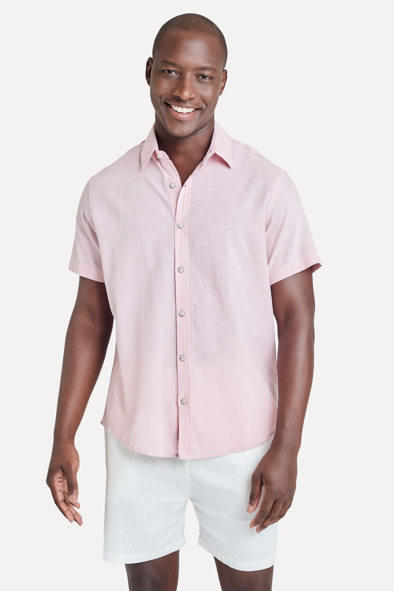 Camisa Masculina de Linho Manga Curta
