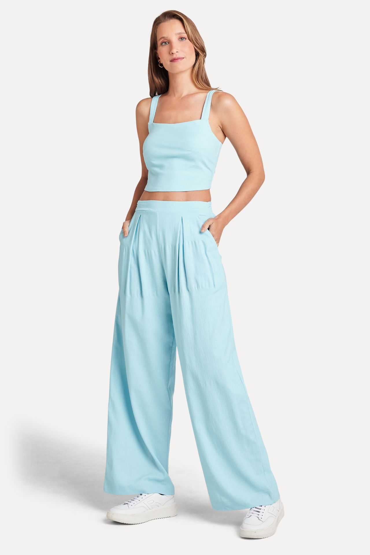 Calça Pantalona Feminina de Linho