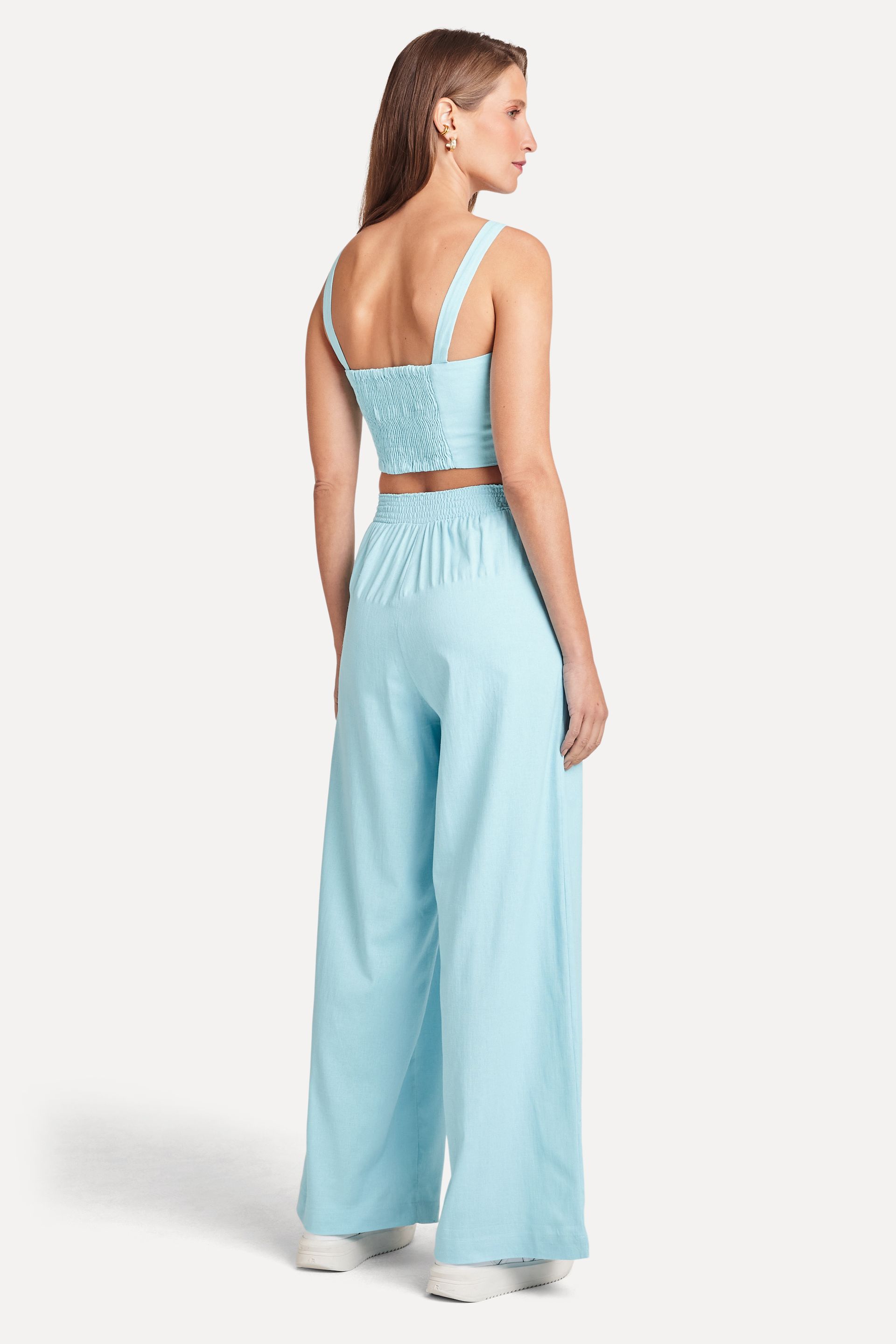 Calça Pantalona Feminina de Linho