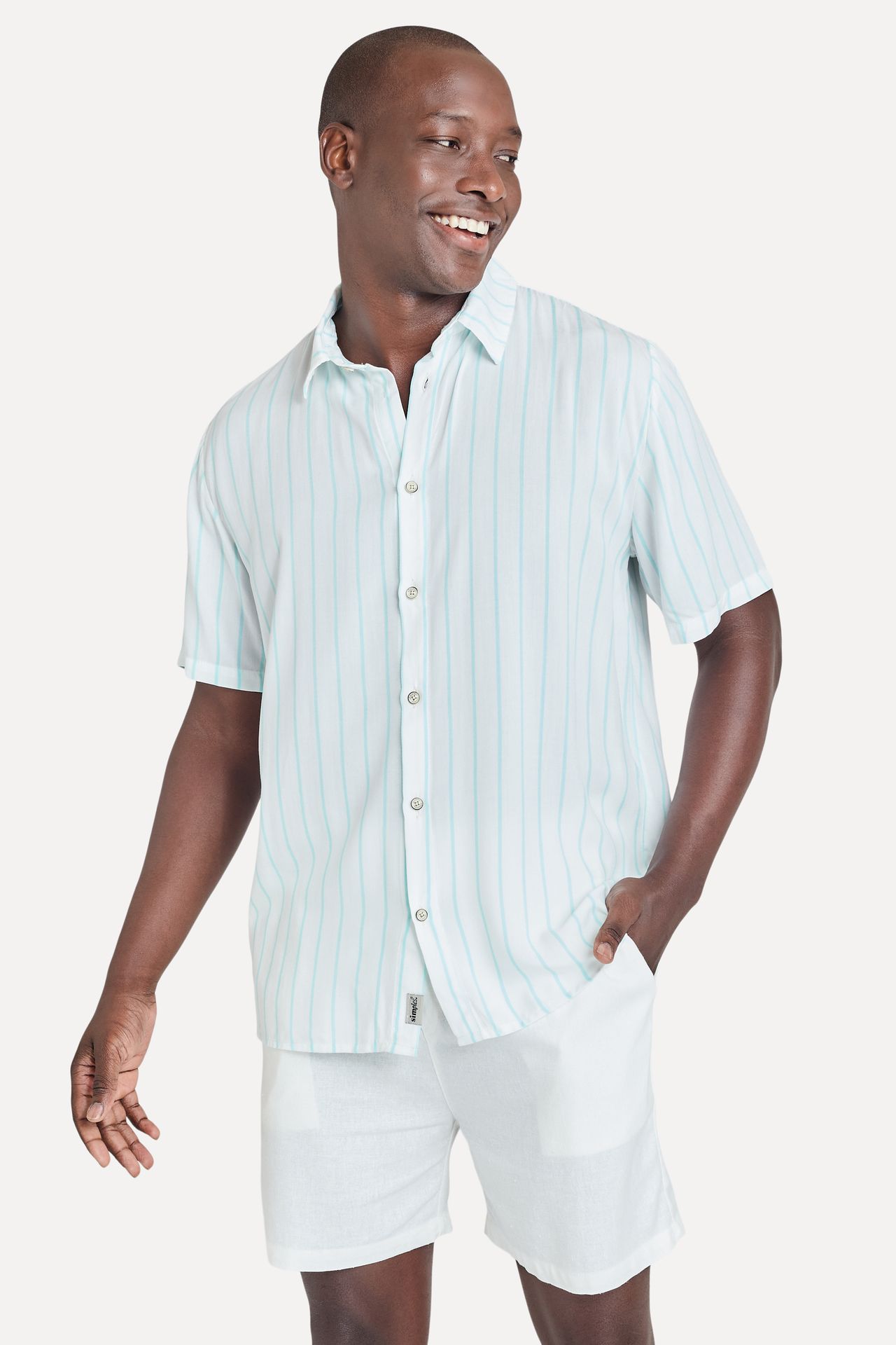 Camisa Listrada Masculina de Manga Curta