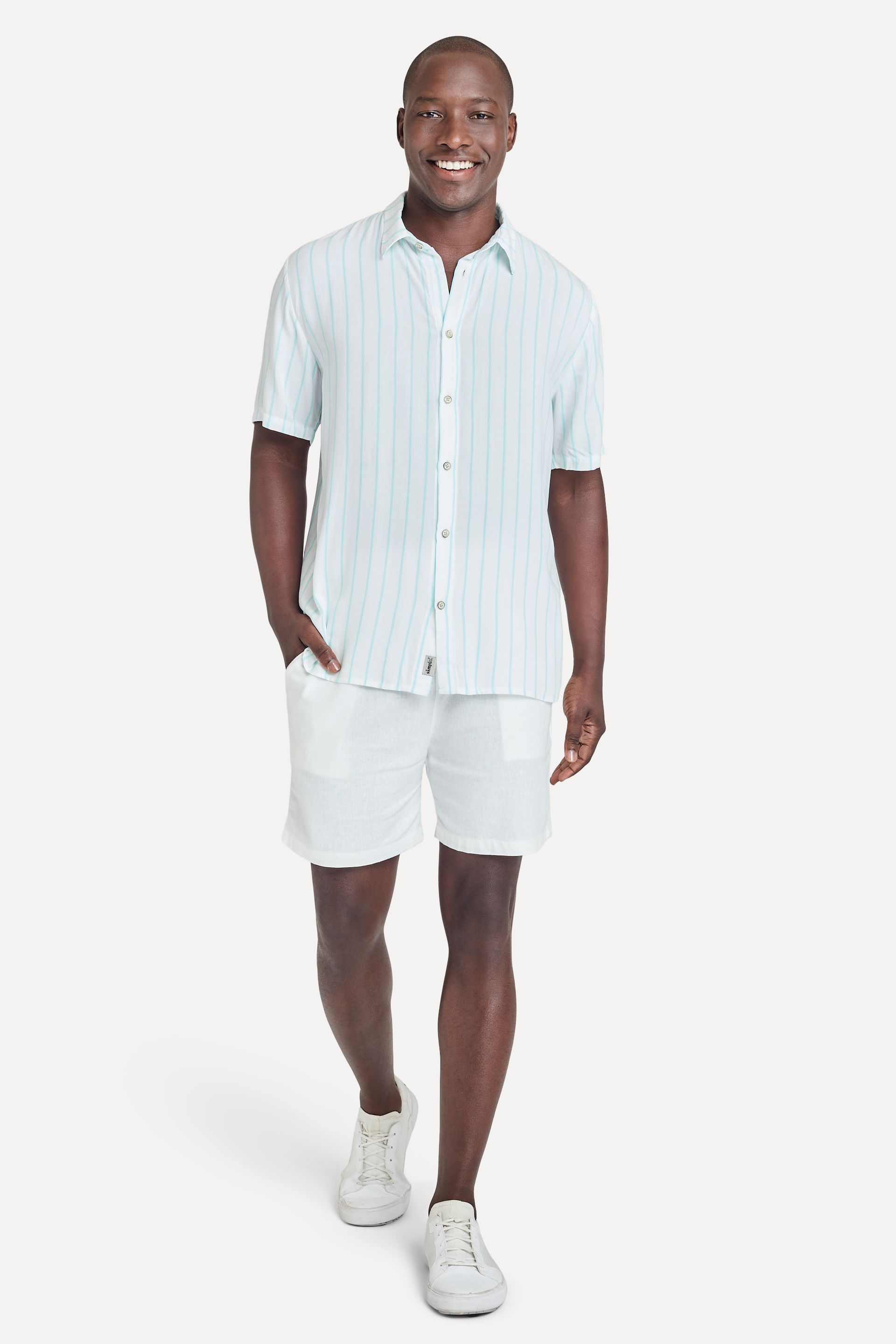 Camisa Listrada Masculina de Manga Curta