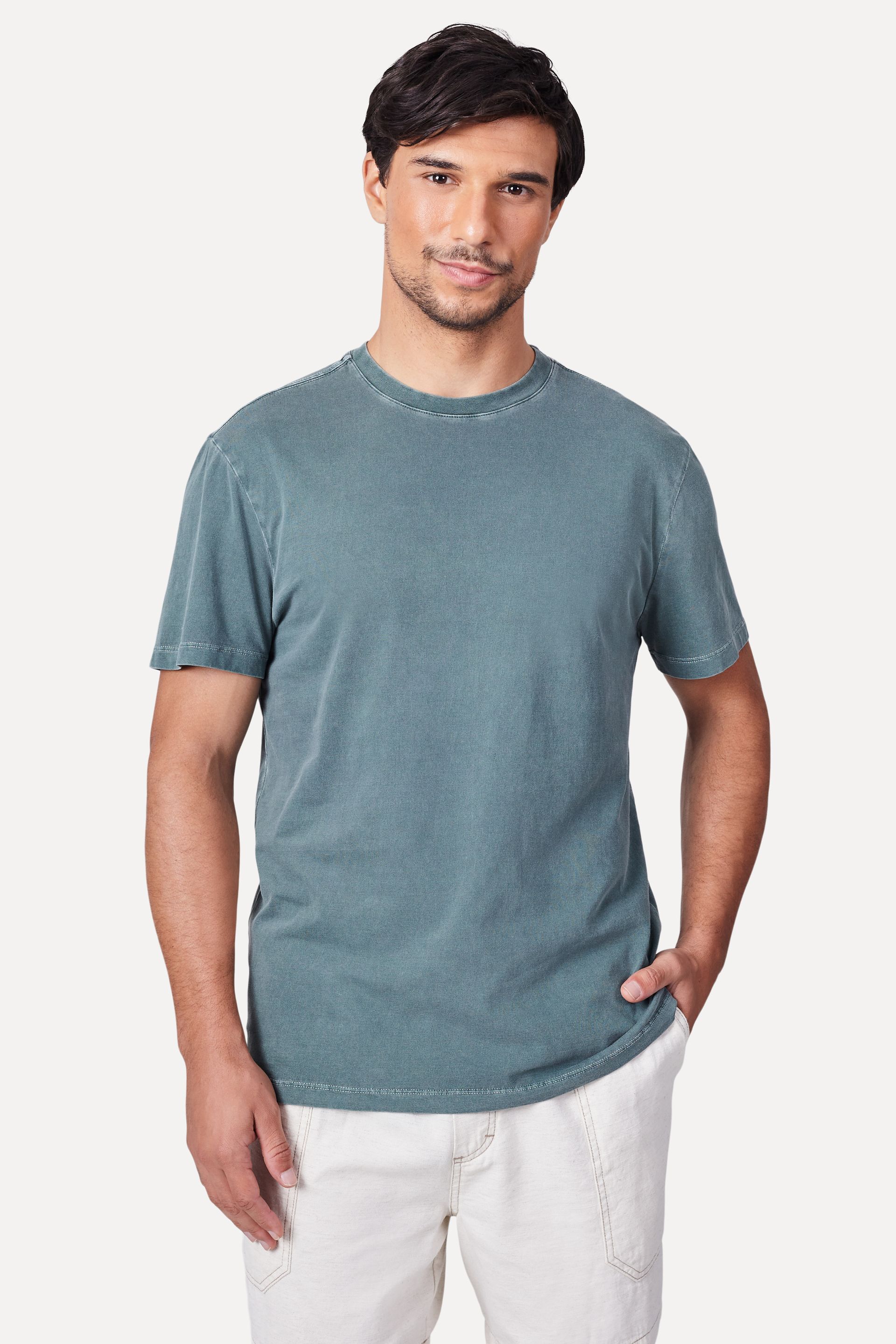 Camiseta Estonada Masculina Simples Manga Curta