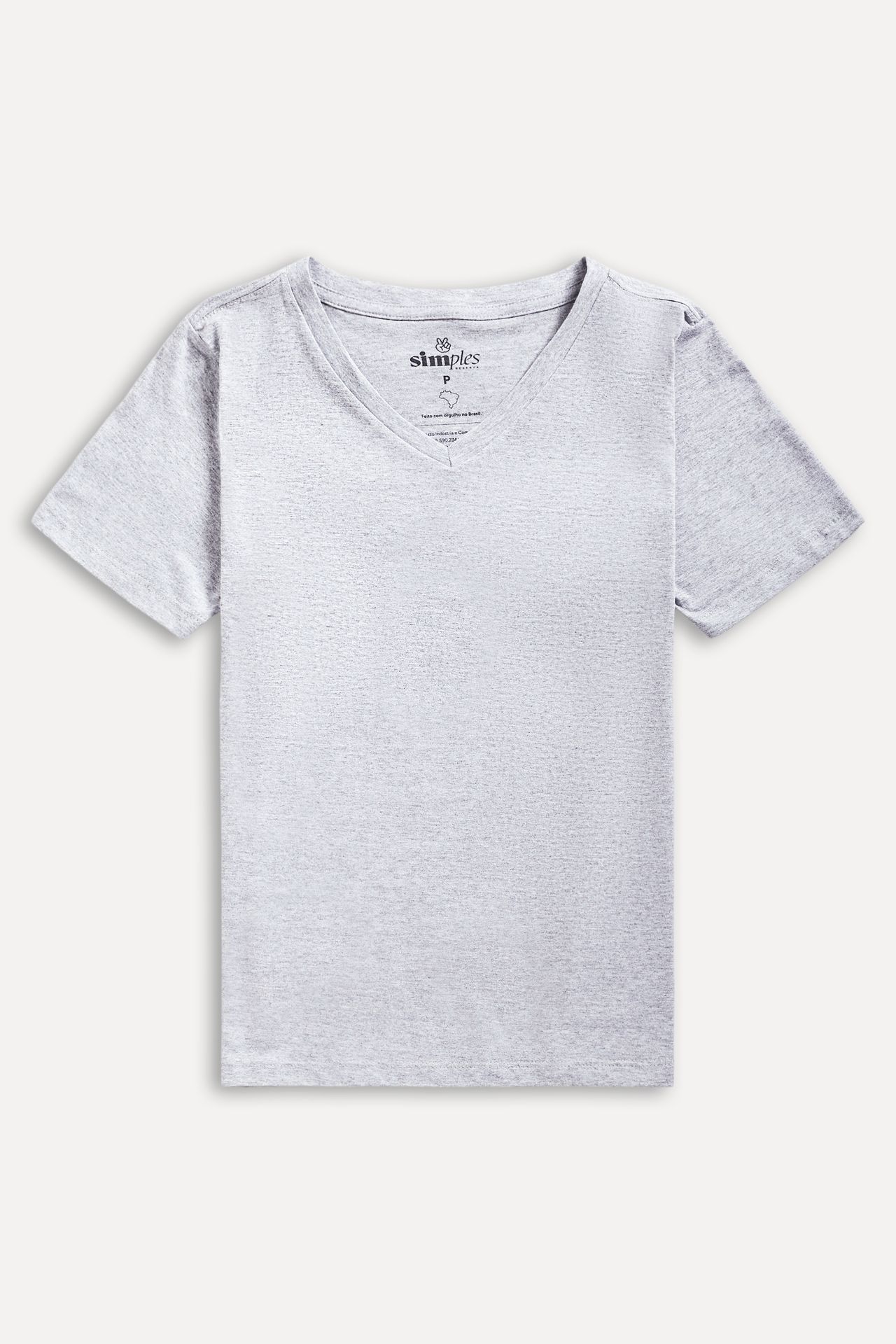 Camiseta Básica Feminina Simples Manga Curta Decote V