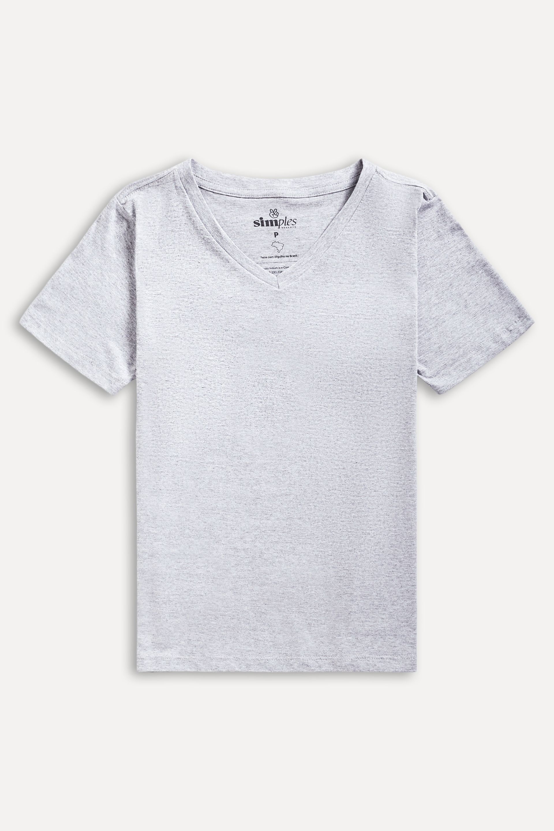 Camiseta Básica Feminina Simples Manga Curta Decote V